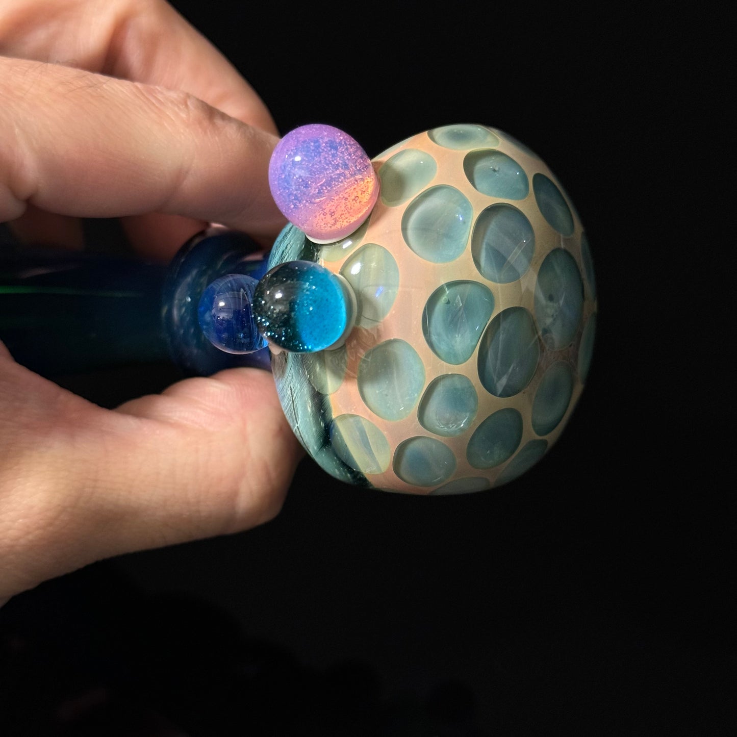 Blue Green Honeycomb Space Glass Pipe