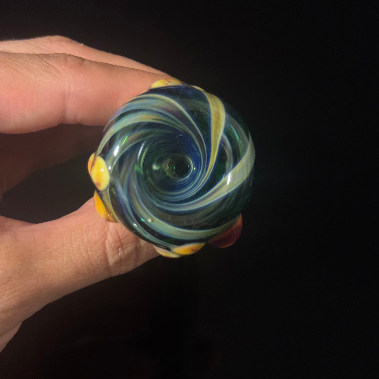 Heavy Green Silver Fumed Glass Heady Chillim Pipe Hand Blown