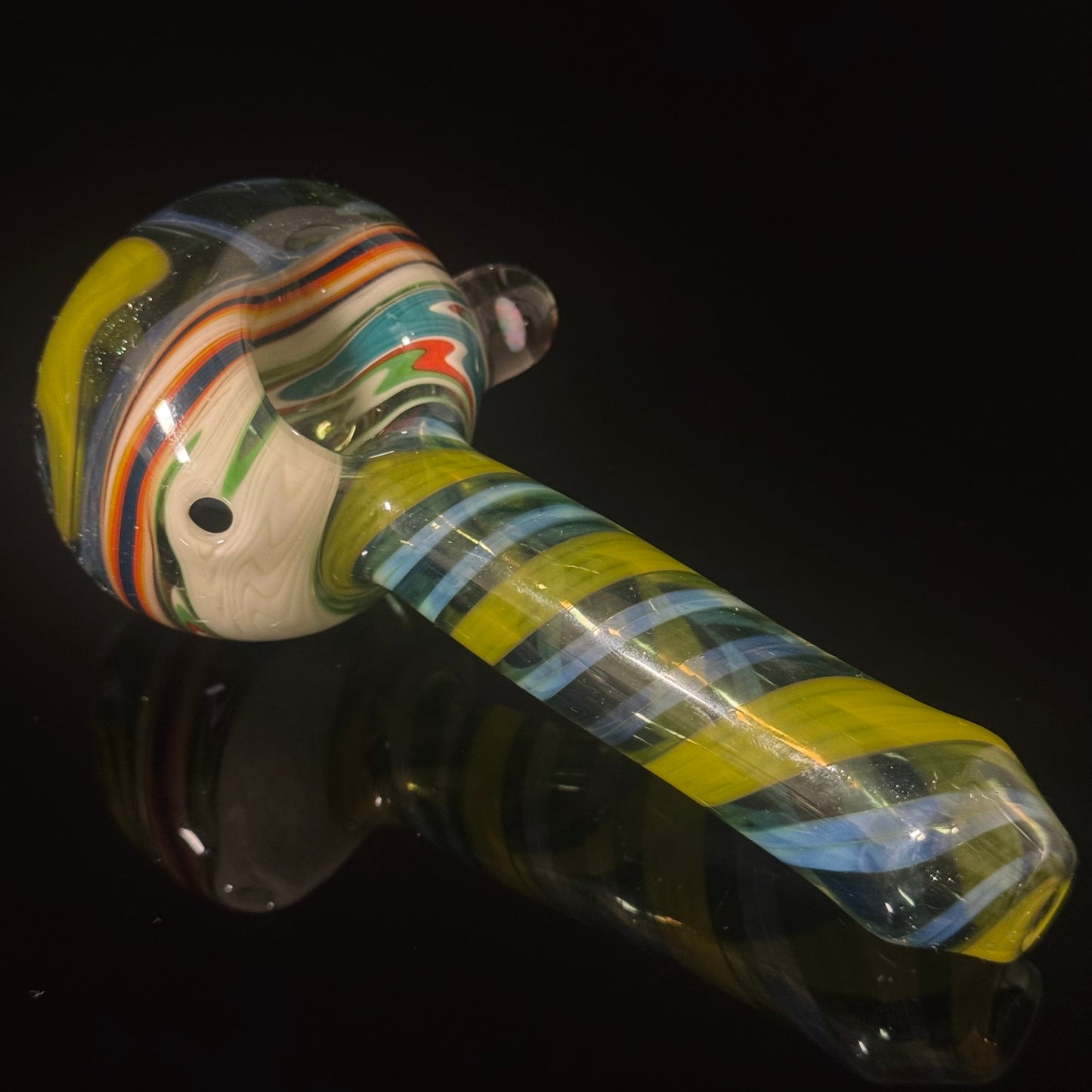 Full Linework Switchback Glass Pipe, Heady Hand Blown with An Opal