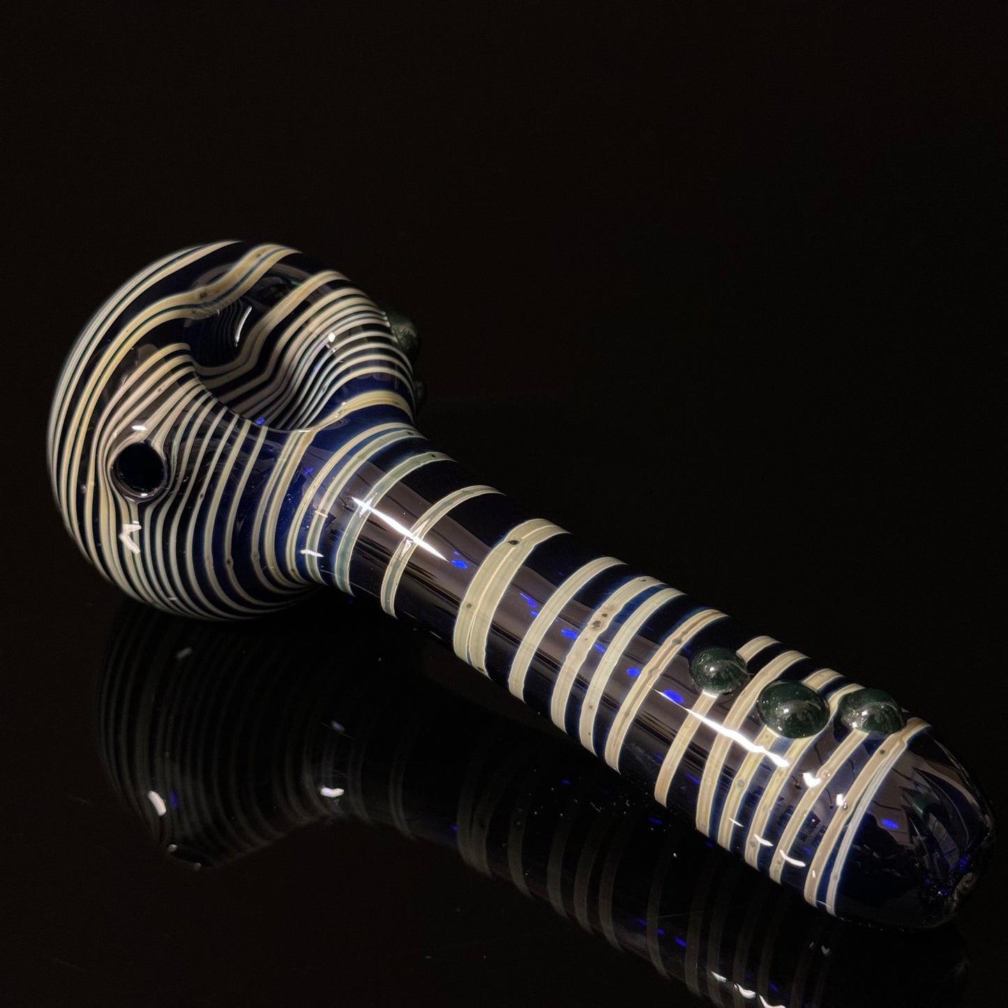 Blue Cobalt Wrapped Color Glass Heady Pipe Hand Blown