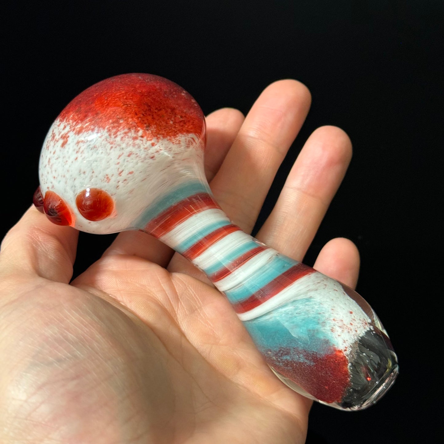 Blue, White & Red Inside Out Glass Pipe Heady Pipe Hand Blown Extra Thick