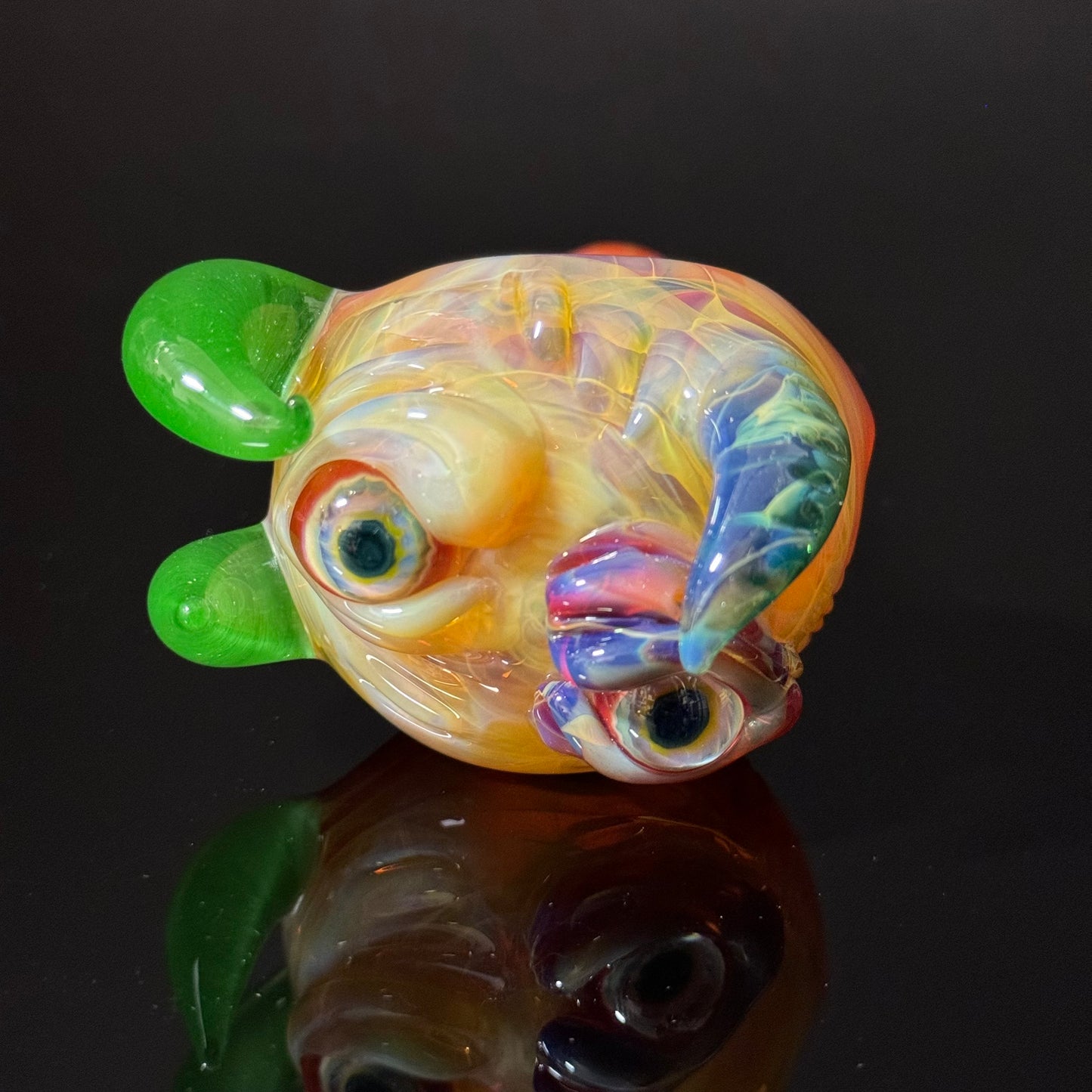 Orange Eyeball Monster Glass Heady Pipe Hand Blown