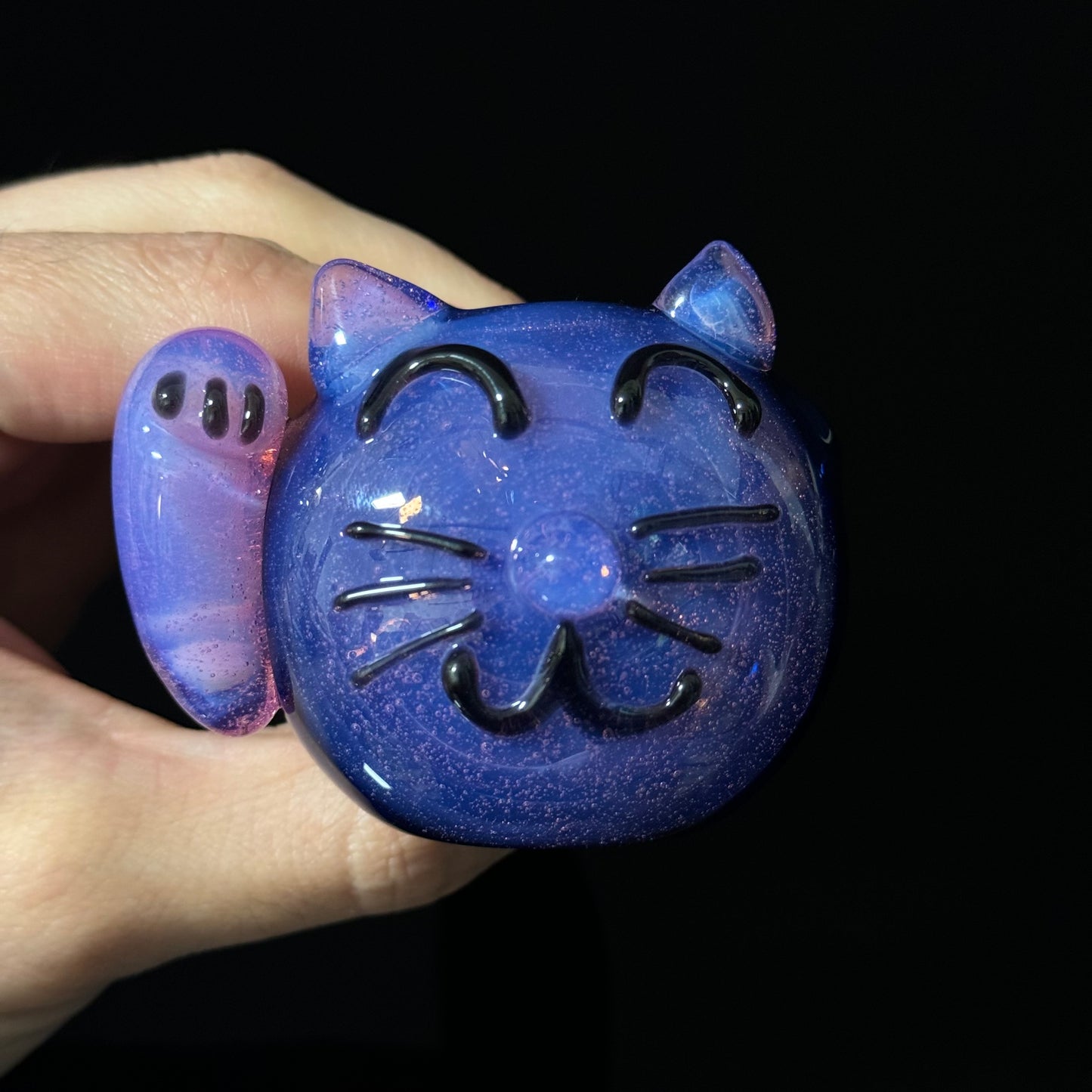 Cat Face Pink Slyme Glass Pipe Heady Pipe Hand Blown Cat Pipe