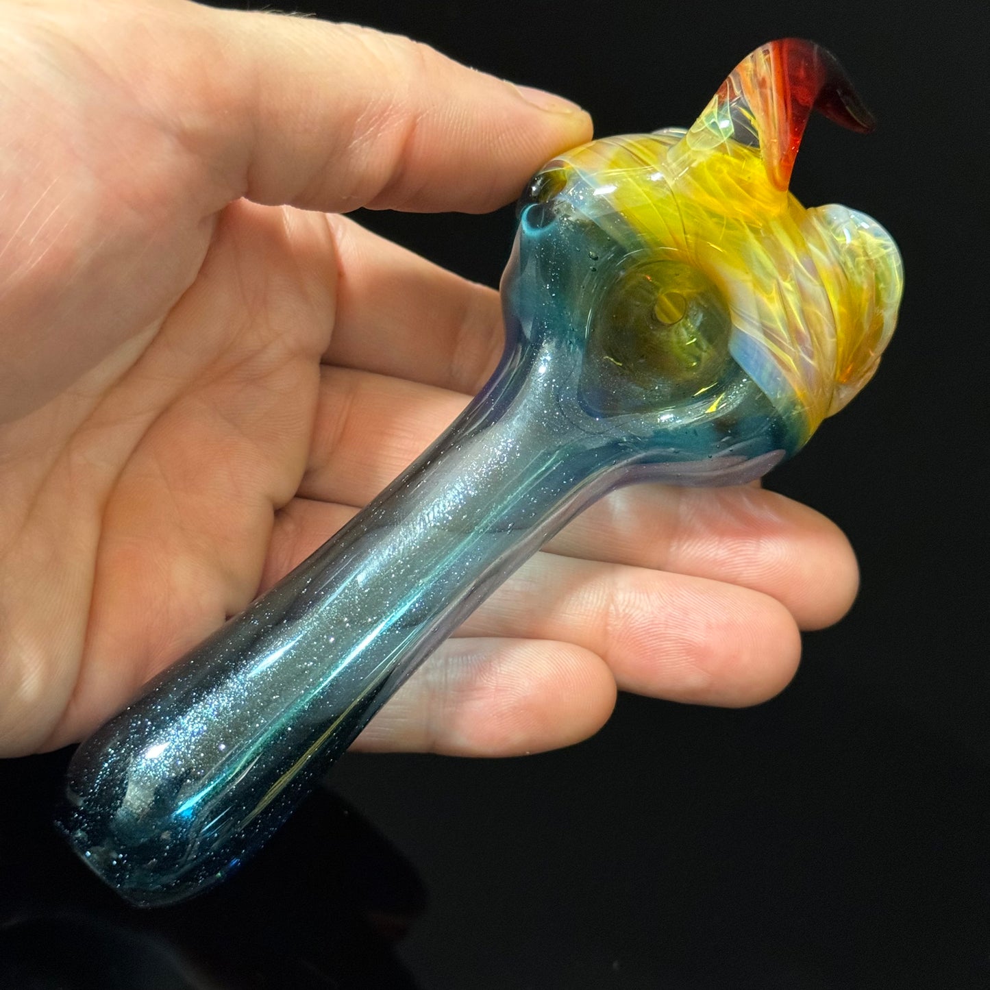 Sparkle Blue Eyeball Monster Glass Heady Pipe Hand Blown