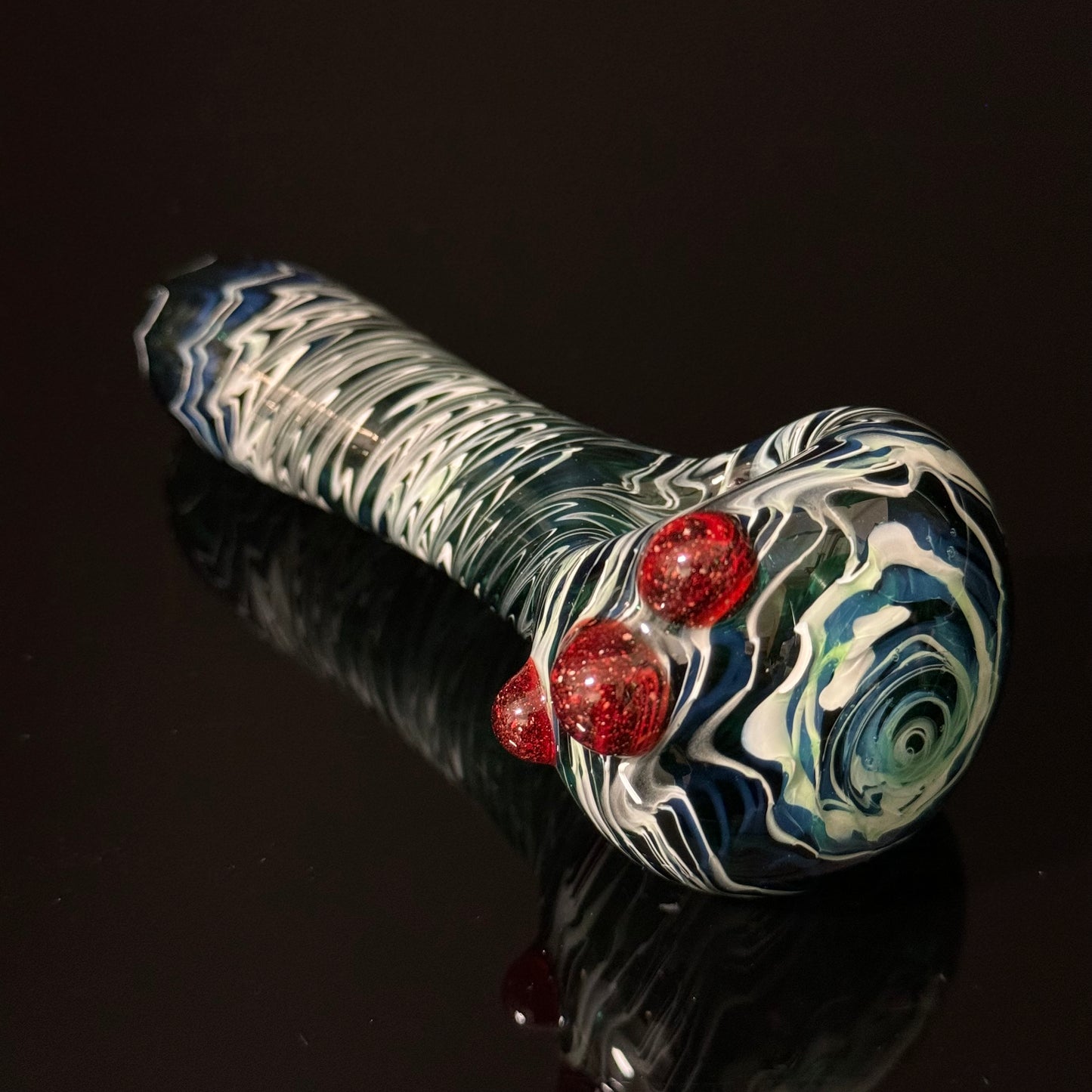 Blue Cobalt Wrapped Color Glass Heady Pipe Hand Blown