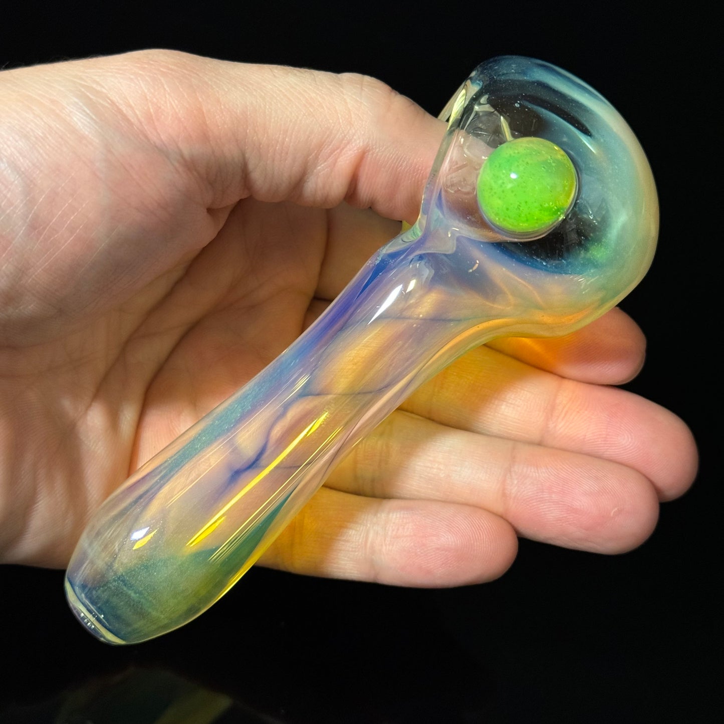 Inside Silver Fuming Color Changing Glass with Slyme Heady Pipe Hand Blown