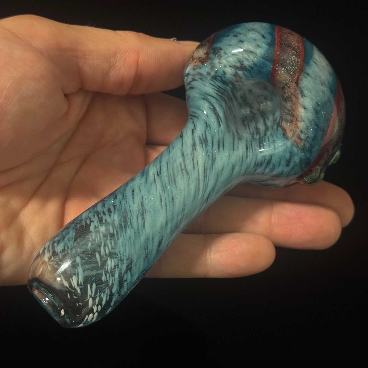 Heavy Inside out Sparkle Blue & White Glass Pipe Heady Pipe Hand Blown