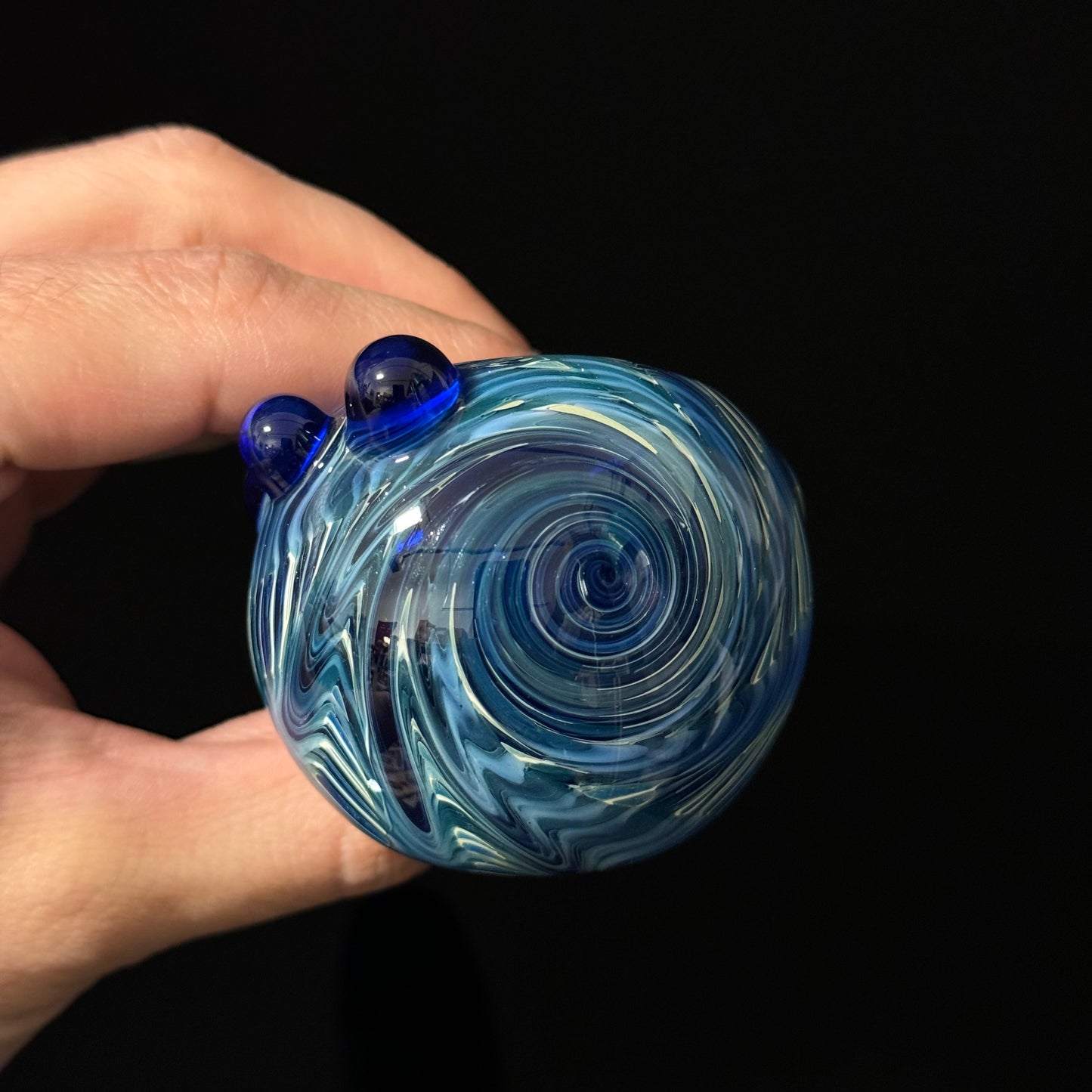 Blue & White Cobalt Wrapped Color Glass Heady Pipe Hand Blown