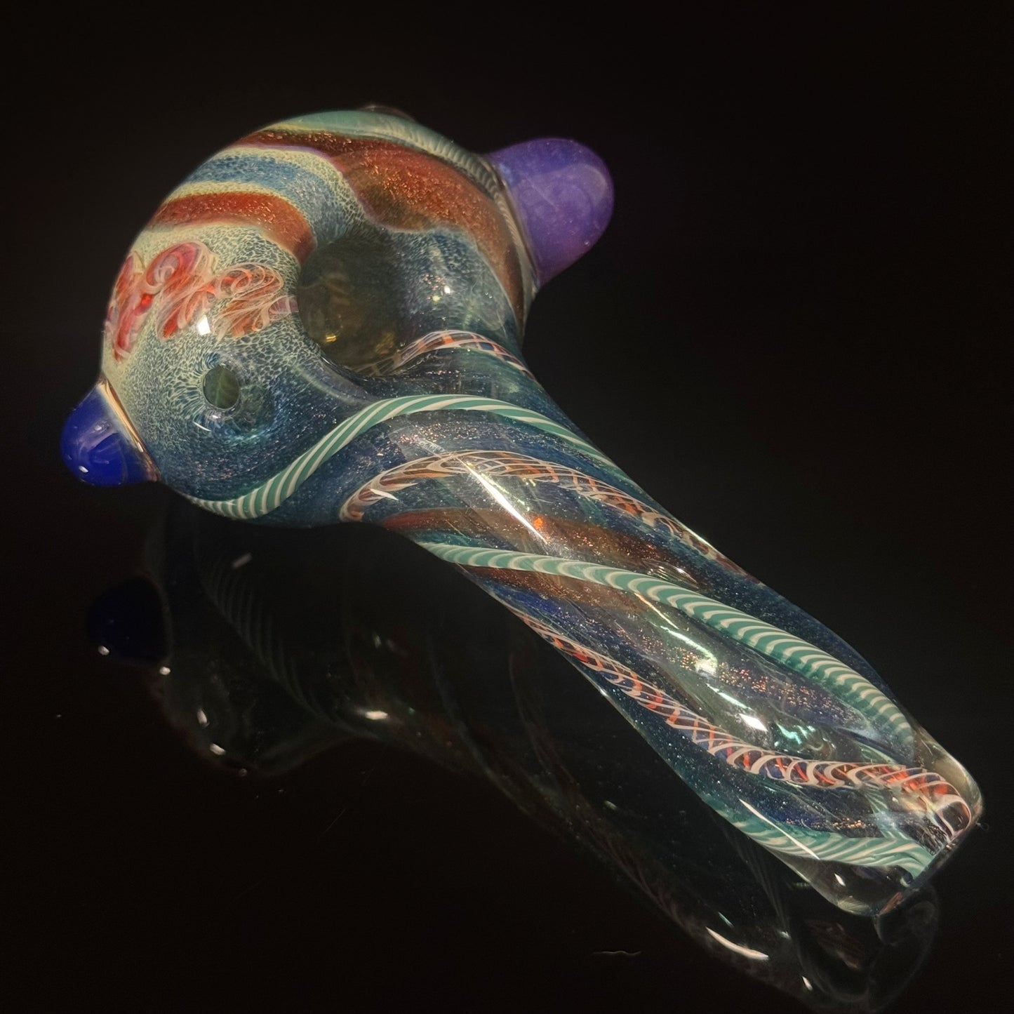 Heavy Inside out Dichro Sparkle Blue & White Glass Pipe Heady Pipe Hand Blown