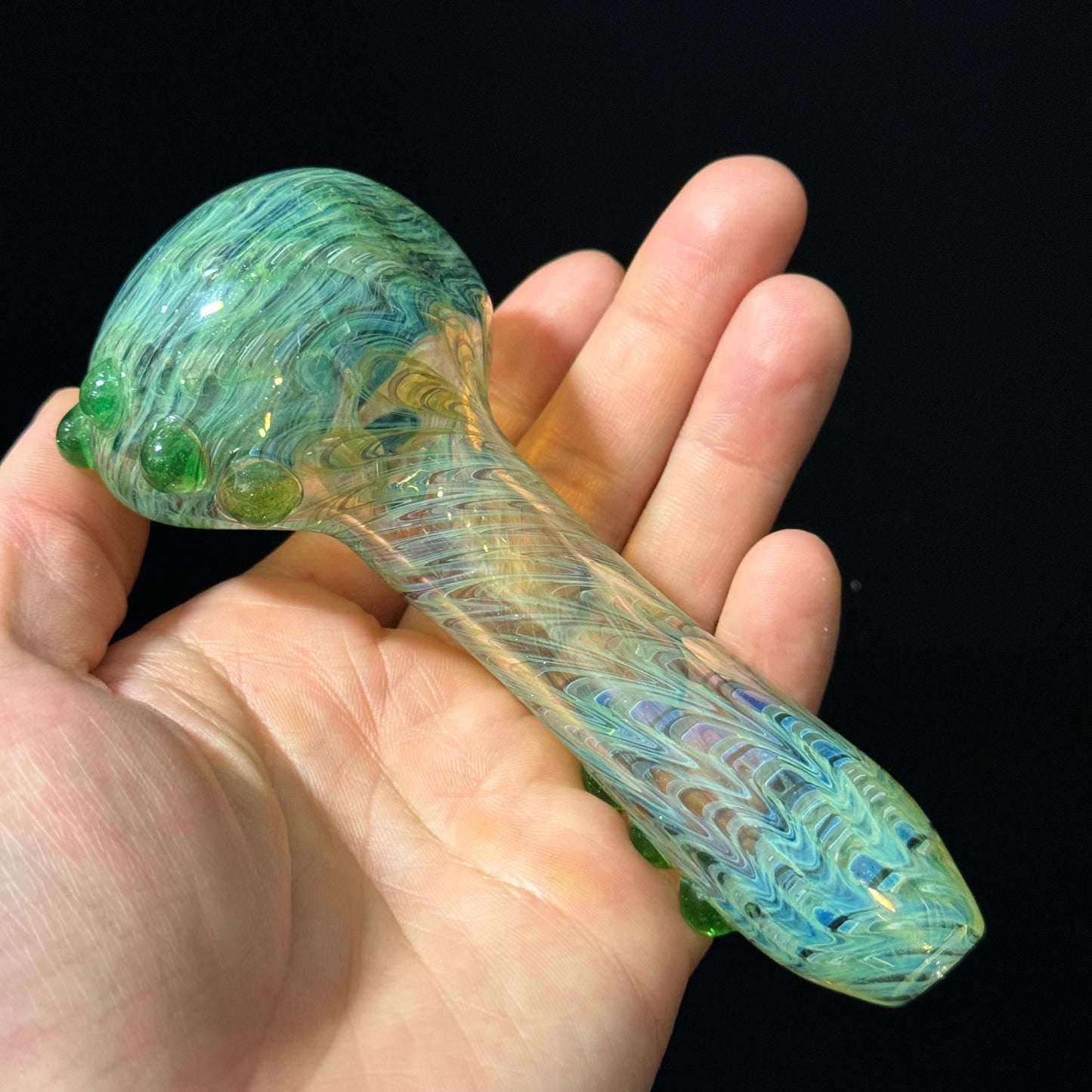 Wrap & Rake Color Changing Glass Heady Pipe Hand Blown