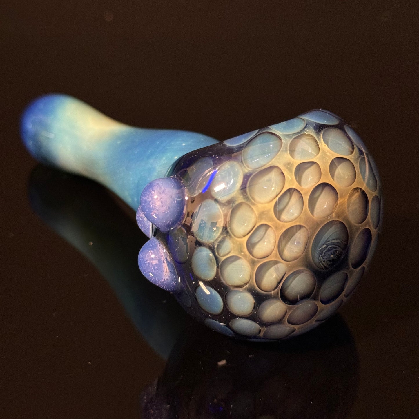 Blue Honeycomb Glass Heady Pipe Hand Blown