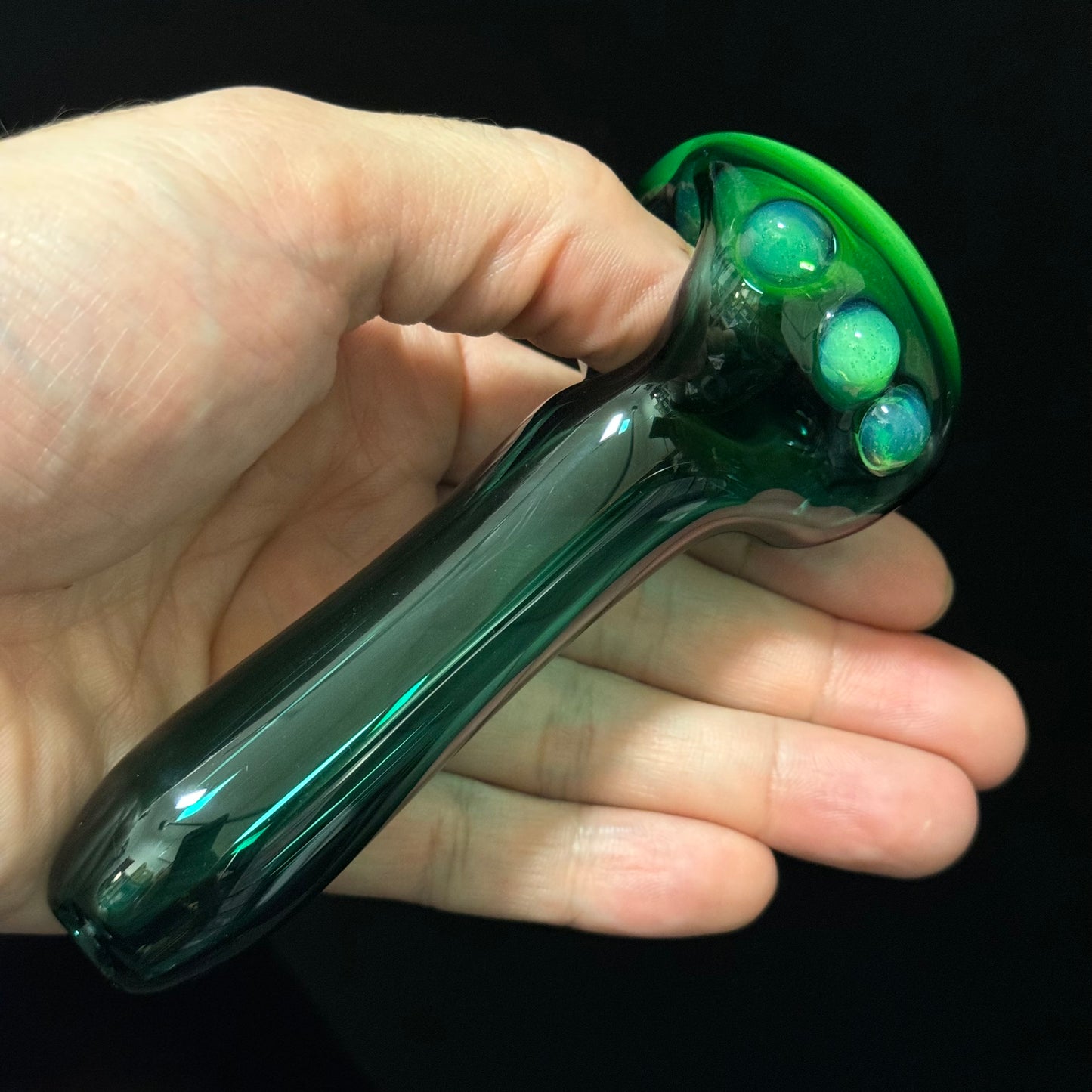 Green with Pink Slyme Glass Heady Pipe Hand Blown