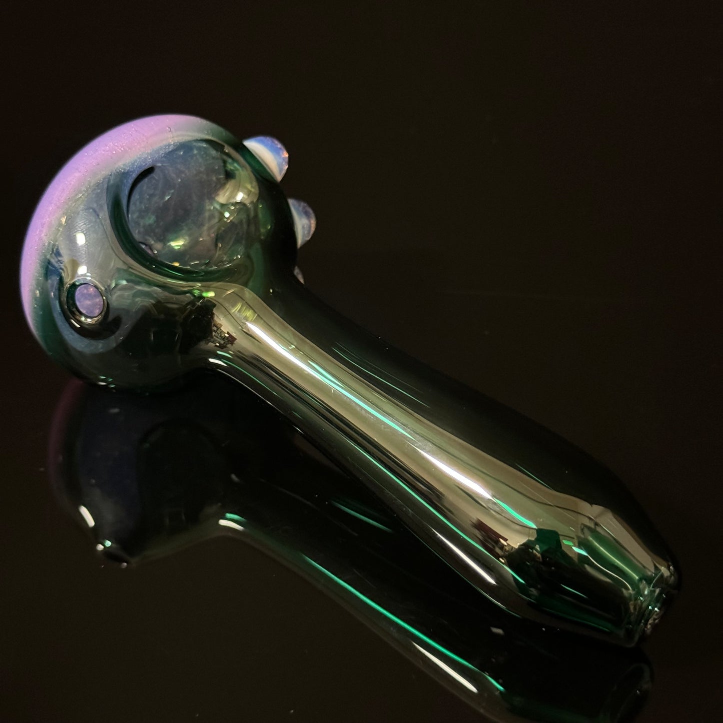 Green with Pink Slyme Glass Heady Pipe Hand Blown