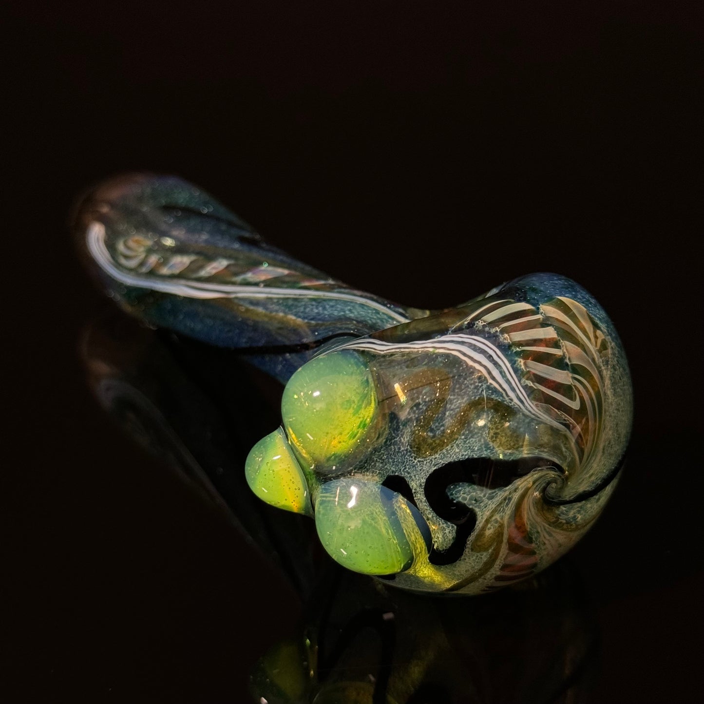 Heavy Inside out Sparkle Blue Glass Pipe with Linework throughout the Heady Pipe