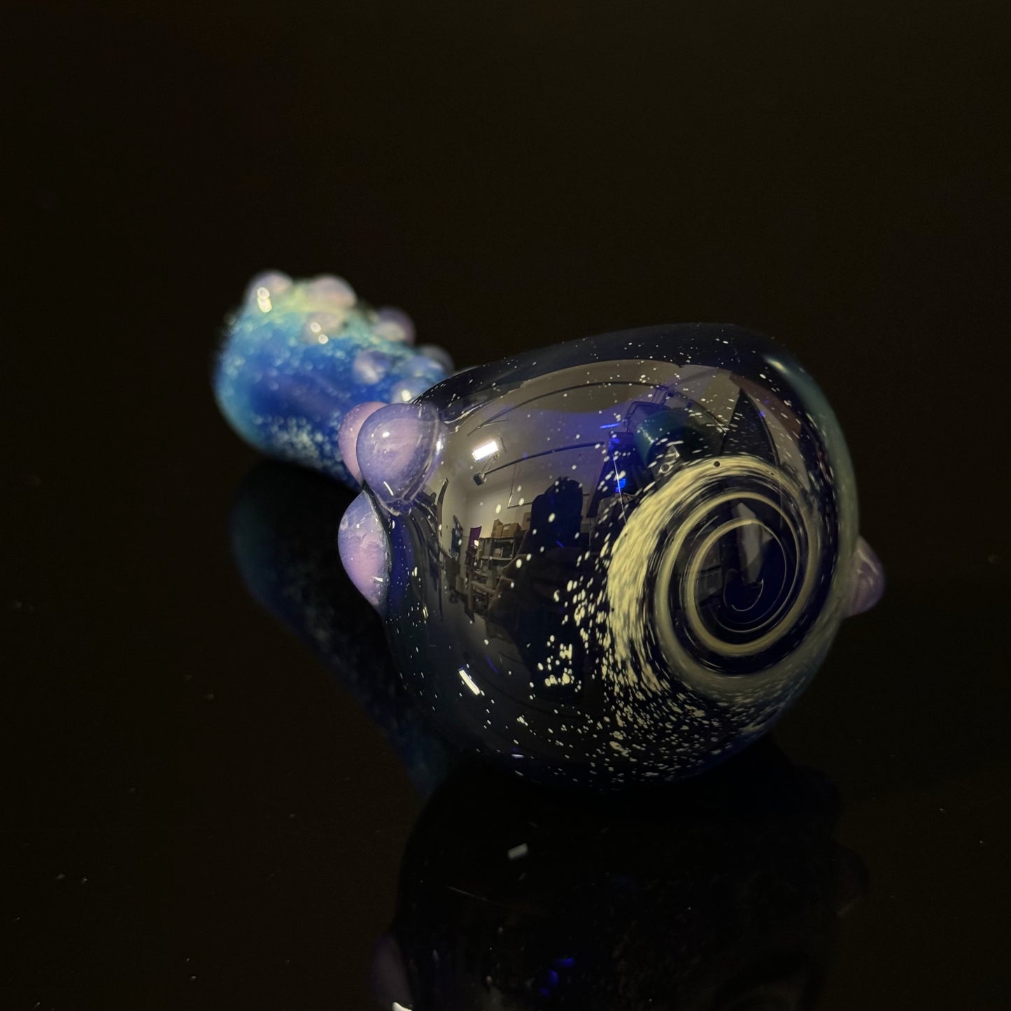 Blue Pink Slyme Space Galaxy Nebula Glass Pipe Silver Fumed Glass Pipe, Heady Hand Blown