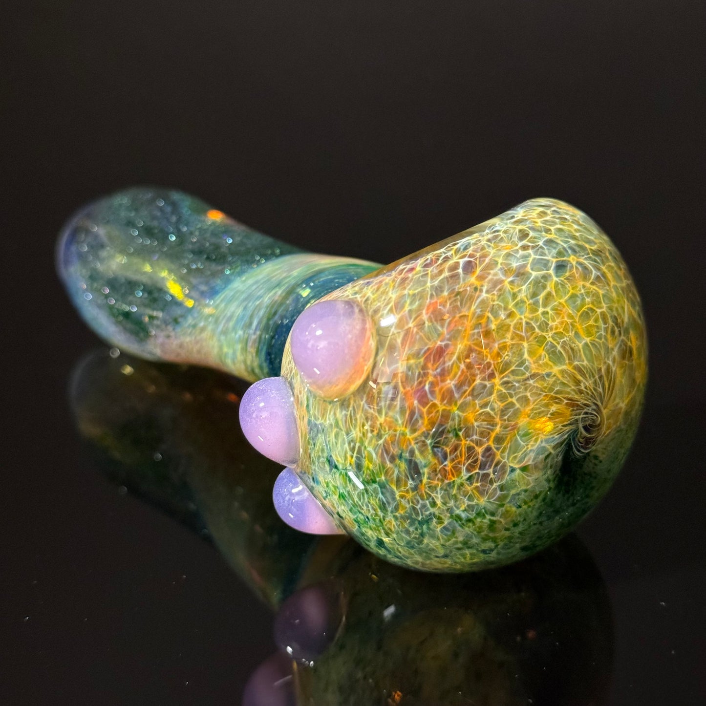 Green Multicolor Inside Out Glass Pipe Heady Pipe Hand Blown Extra Thick