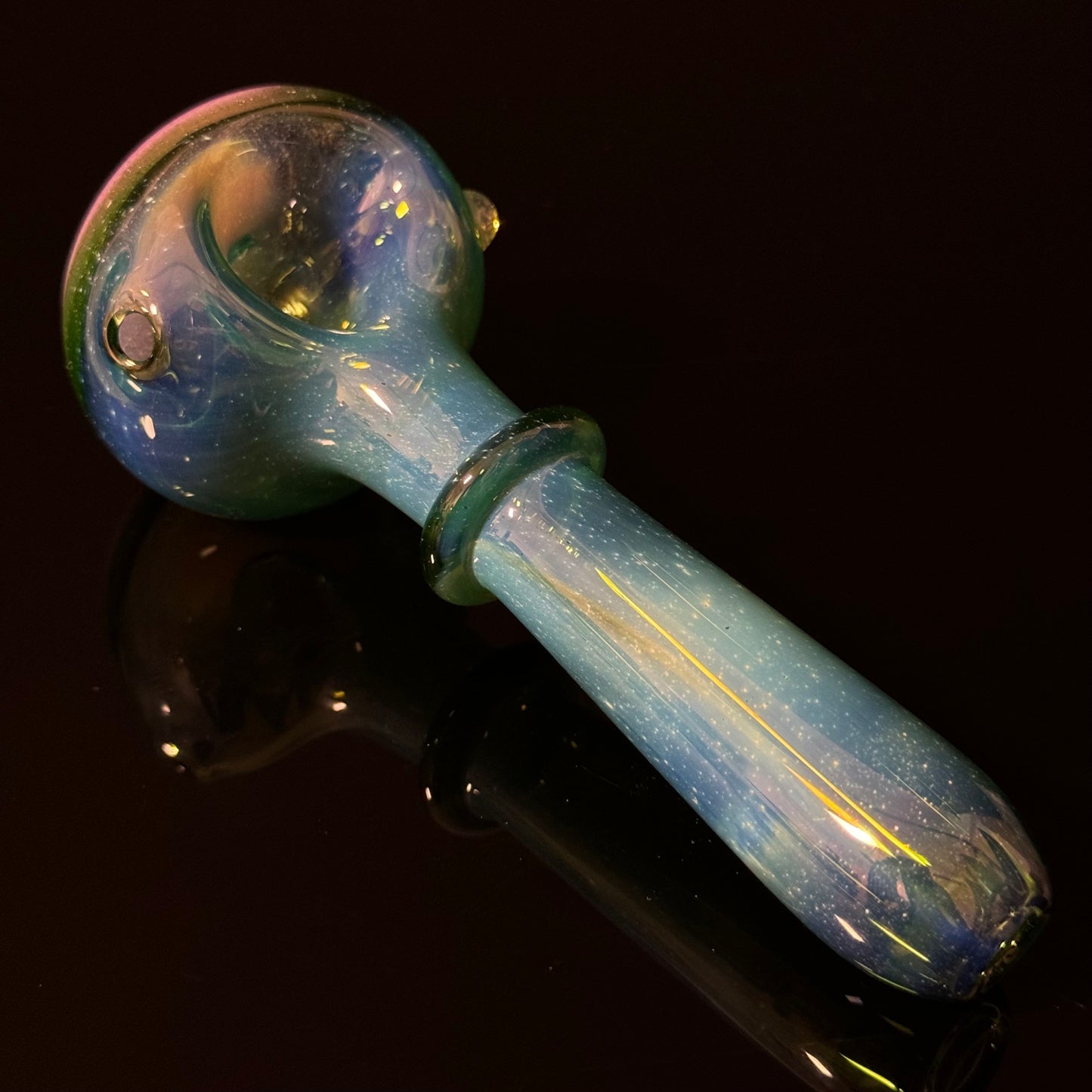 Green with Pink Slyme Glass Heady Pipe Hand Blown