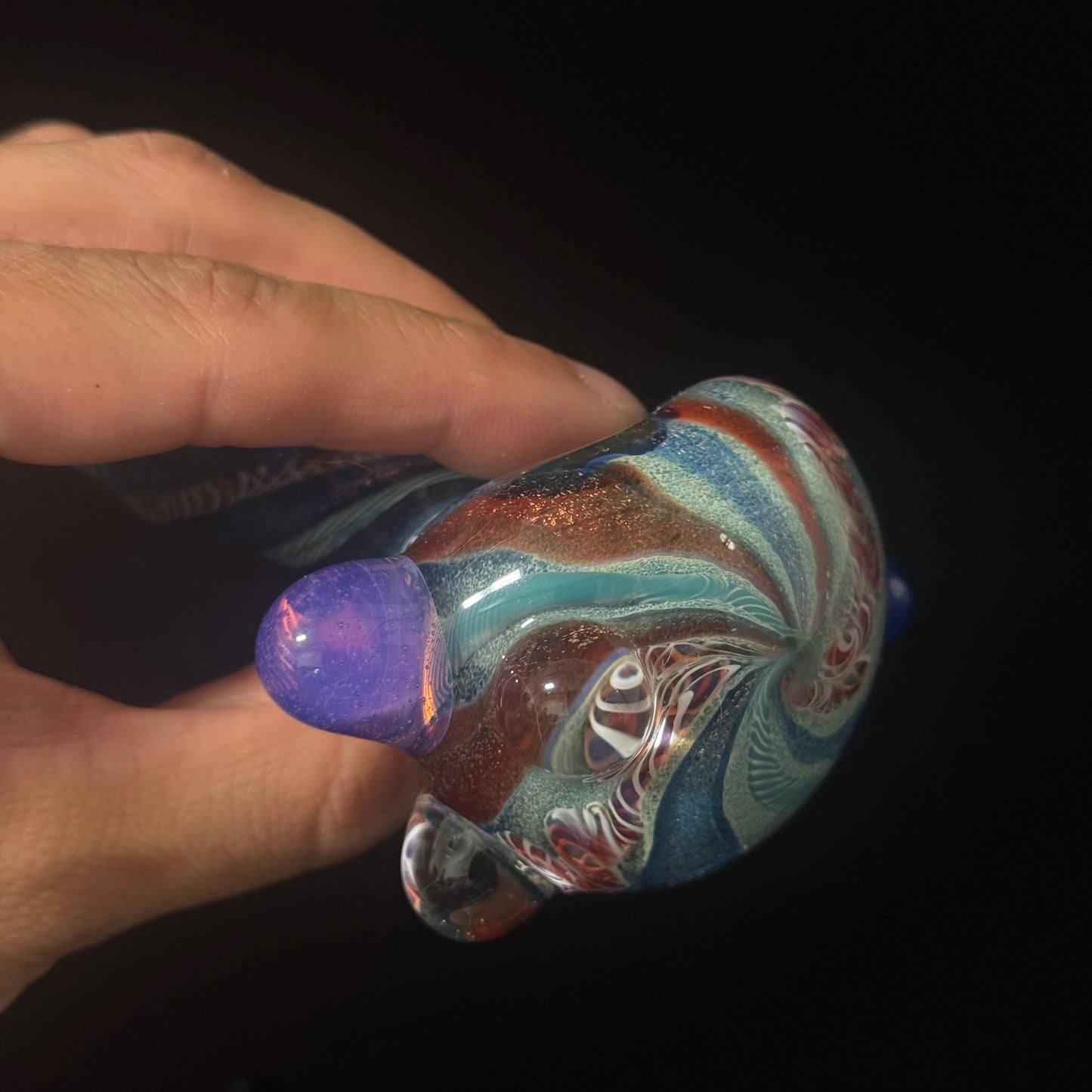 Heavy Inside out Dichro Sparkle Blue & White Glass Pipe Heady Pipe Hand Blown