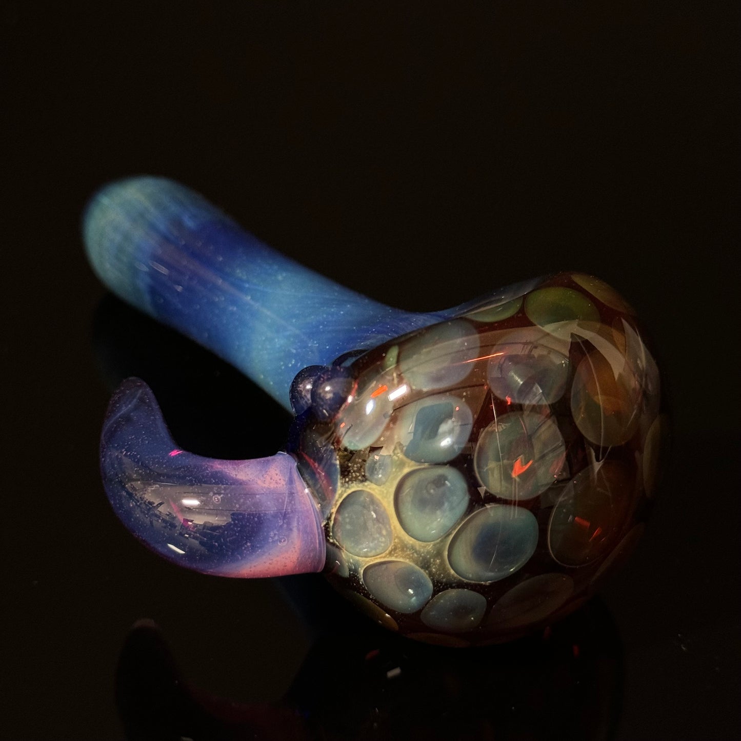 Blue Honeycomb Glass Heady Pipe Hand Blown