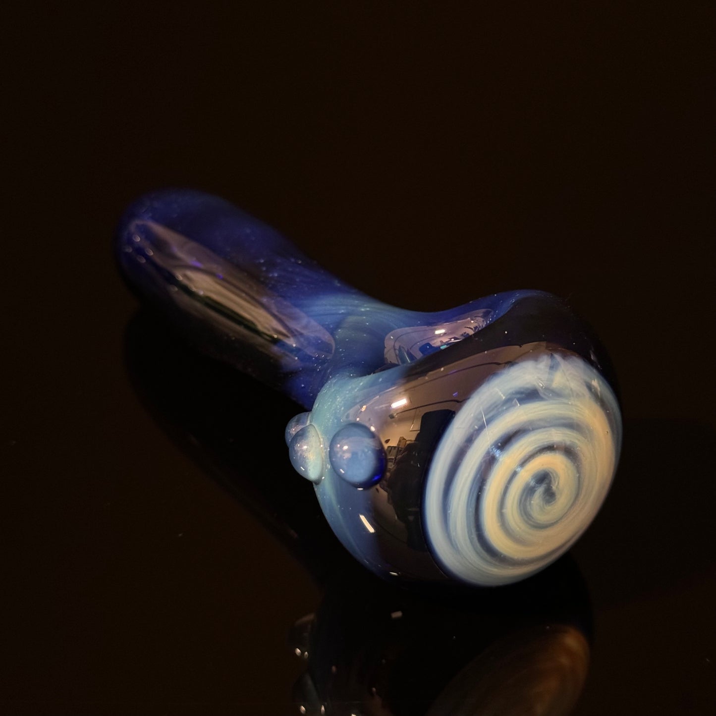 Blue Fumed Cobalt Wrapped Color Glass Heady Pipe Hand Blown