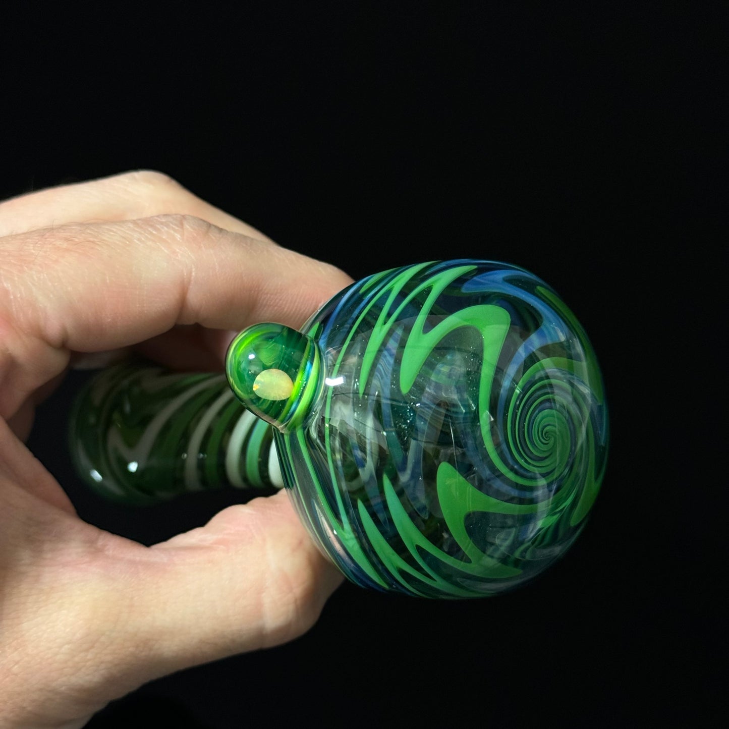 Full Linework Switchback Glass Pipe, Heady Hand Blown with An Opal