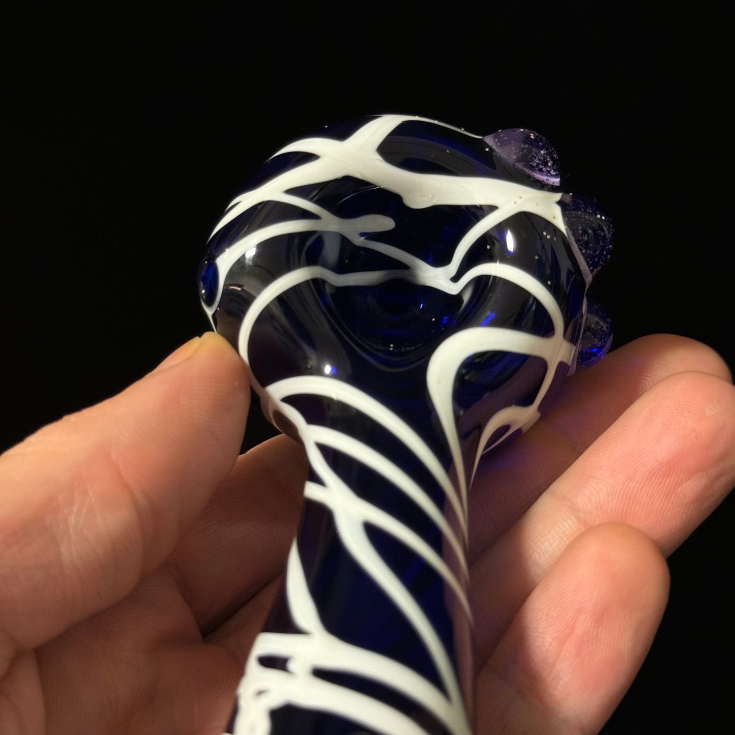 Blue Cobalt Wrapped Color Glass Heady Pipe Hand Blown