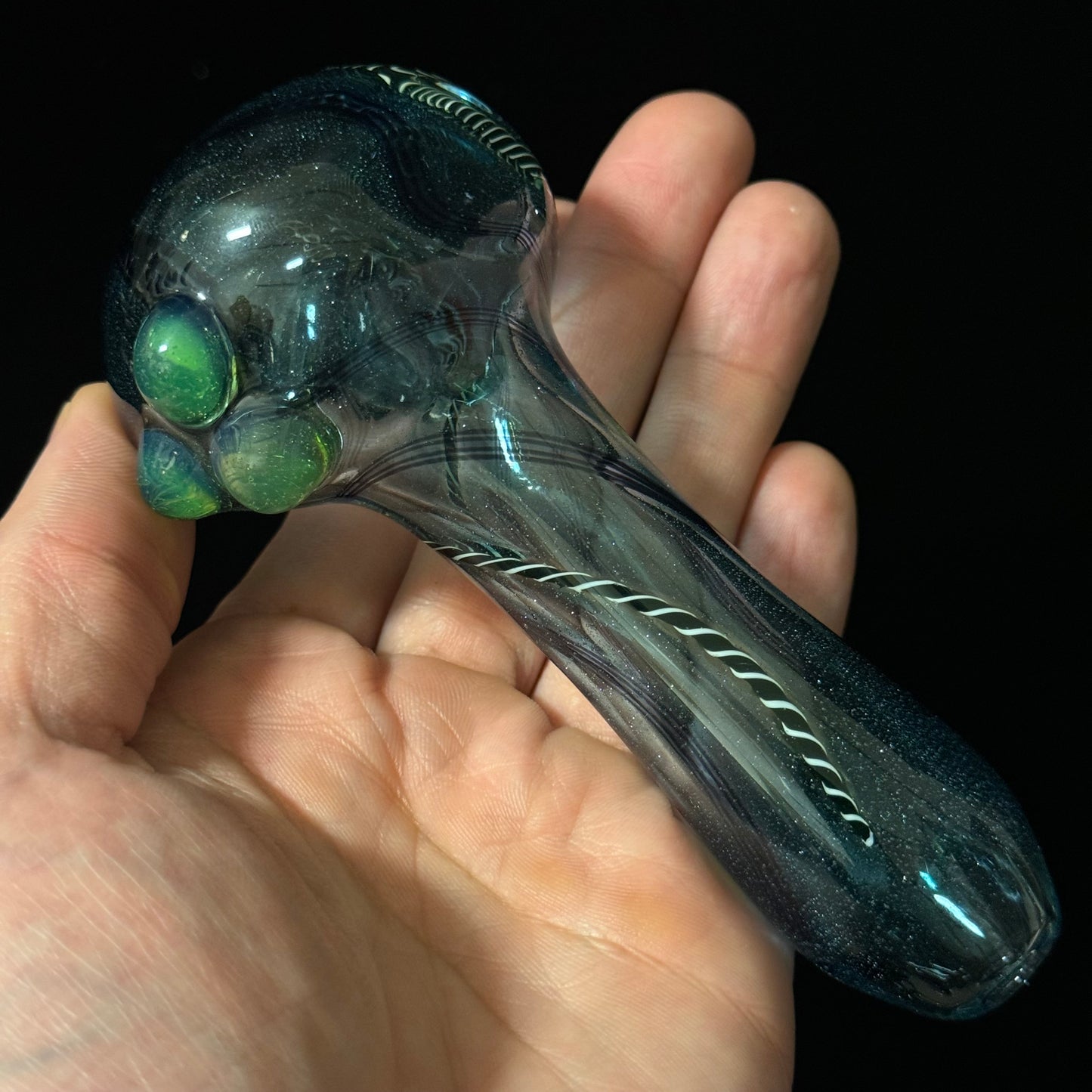 Heavy Inside out Sparkle Blue Glass Pipe Heady Pipe Hand Blown