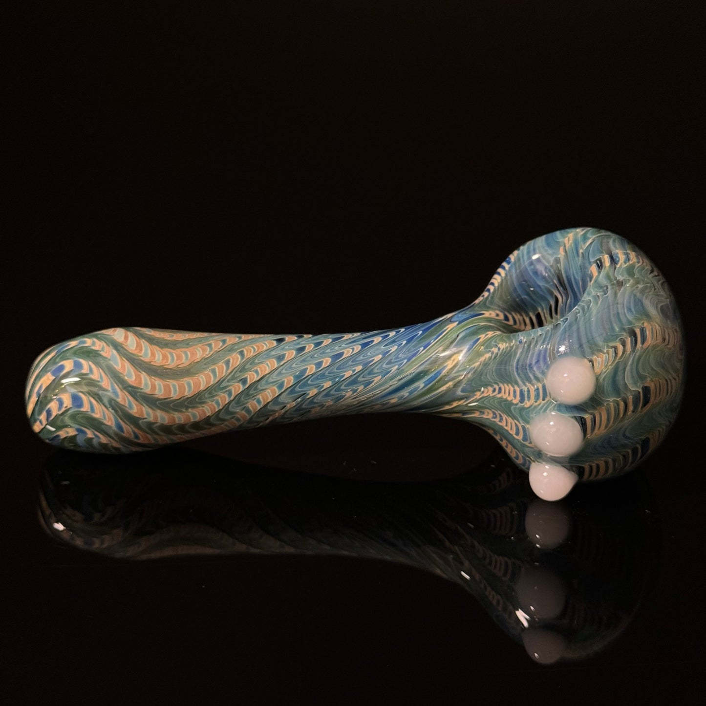 Blue & Green Cobalt Wrapped Color Glass Heady Pipe Hand Blown