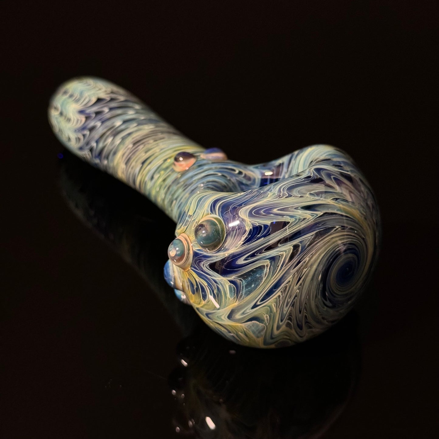 Blue & Green Cobalt Wrapped Color Glass Heady Pipe Hand Blown