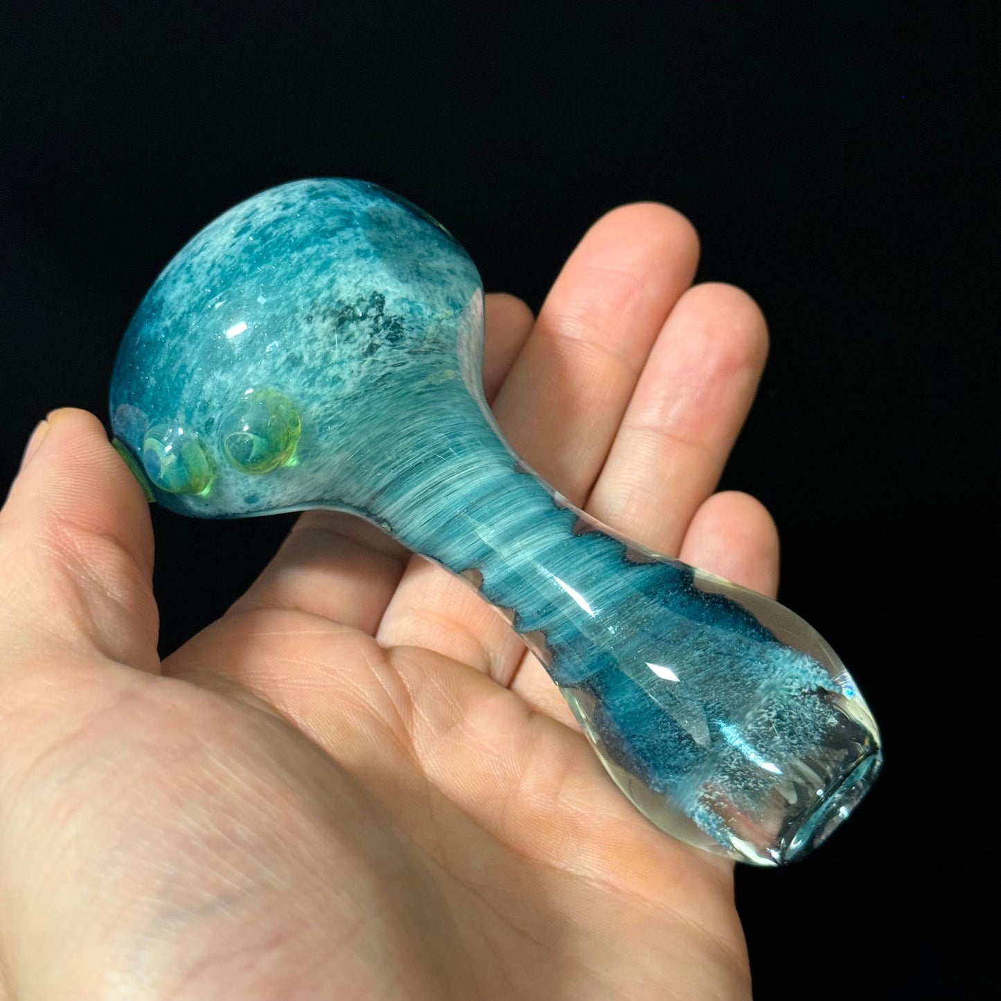 Heavy Inside out Sparkle Blue & White Glass Pipe Heady Pipe Hand Blown