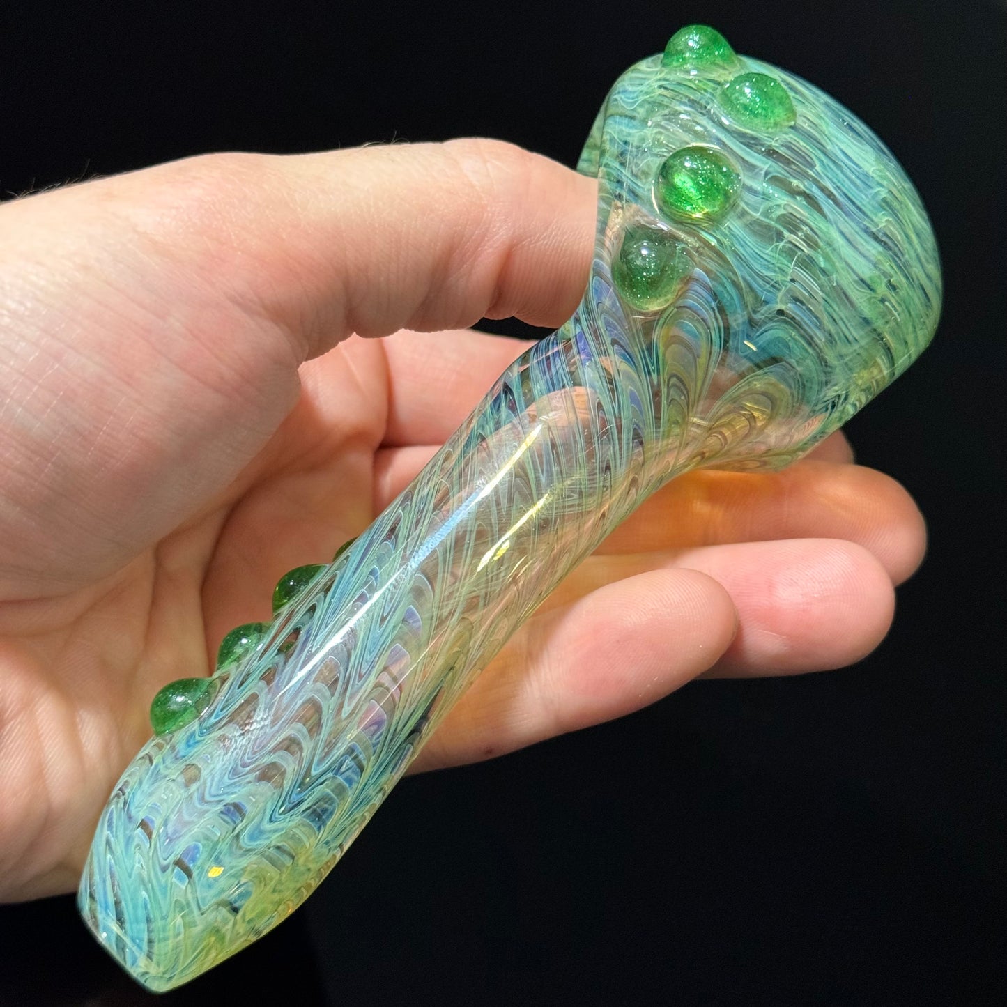 Wrap & Rake Color Changing Glass Heady Pipe Hand Blown