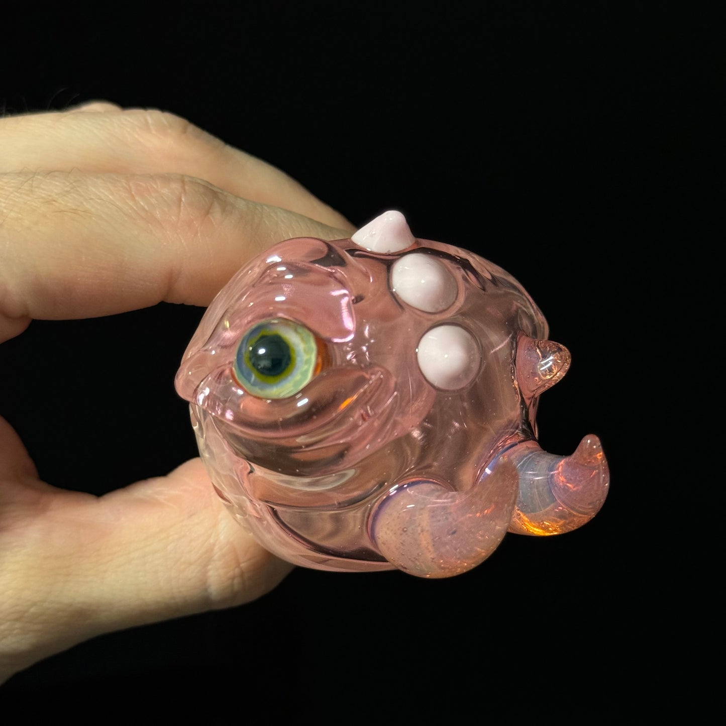 Pink Eyeball Monster Glass Heady Pipe Hand Blown