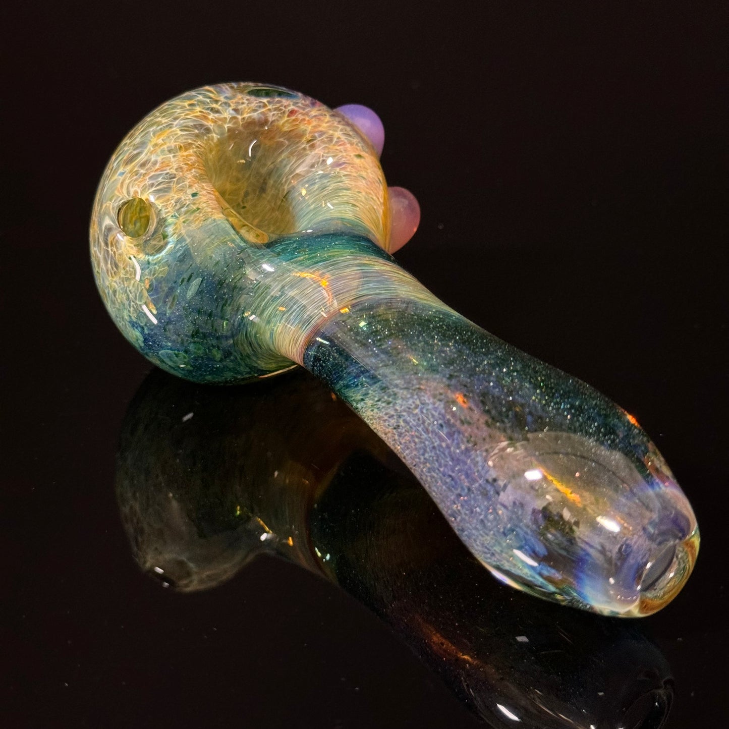 Green Multicolor Inside Out Glass Pipe Heady Pipe Hand Blown Extra Thick