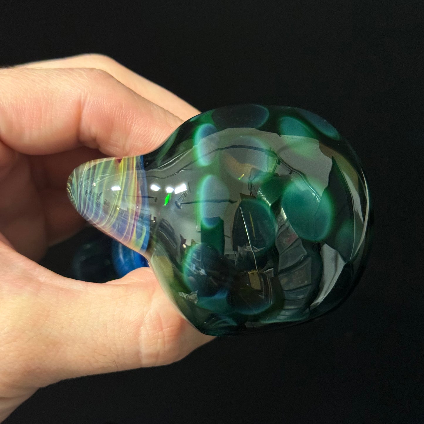 Blue Green Honeycomb Glass Heady Pipe Hand Blown