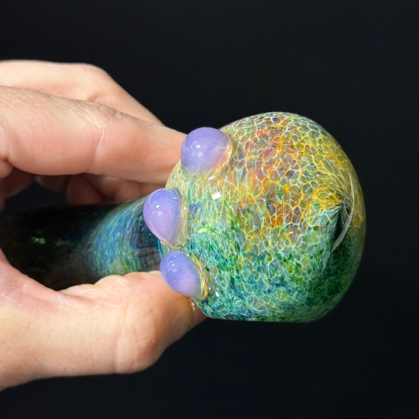 Green Multicolor Inside Out Glass Pipe Heady Pipe Hand Blown Extra Thick