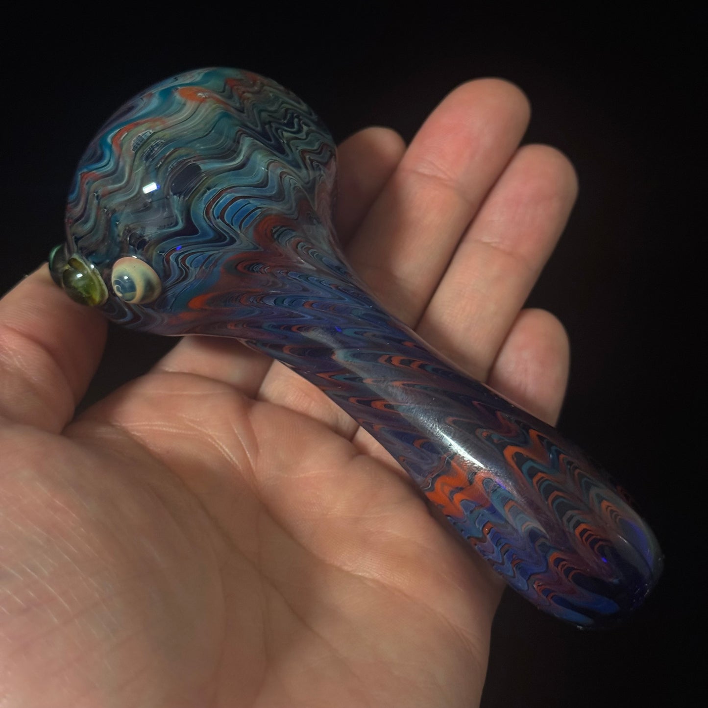 Blue Cobalt Wrapped Color Glass Green Slyme Marbles Heady Pipe Hand Blown