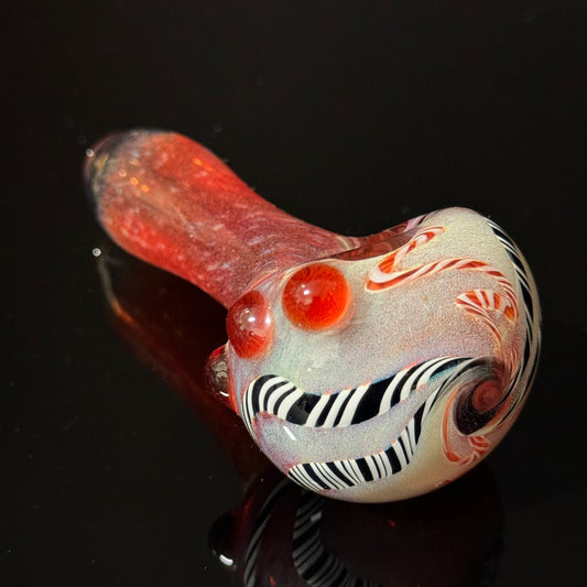 Red With Lined Inside Out EorkGlass Pipe Heady Pipe Hand Blown Extra Thick