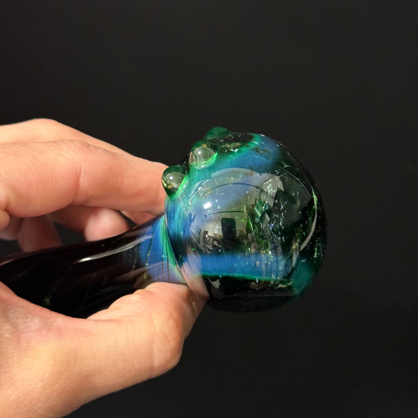 Inside out Black & Green Glass Pipe Heady Pipe Hand Blown Extra Thick