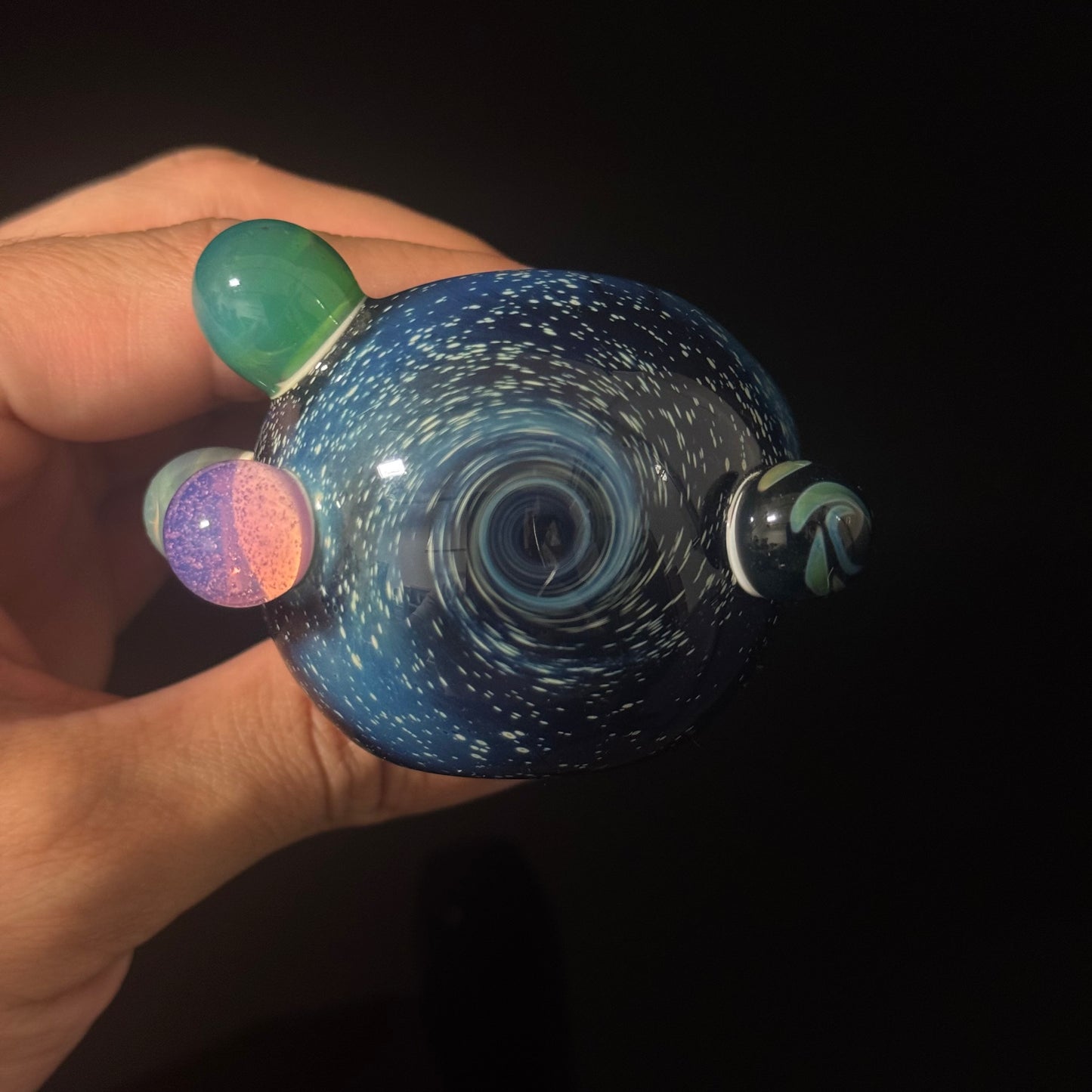 Blue with Slyme Space Galaxy Nebula Glass Pipe Silver Fumed Glass Pipe, Heady Hand Blown