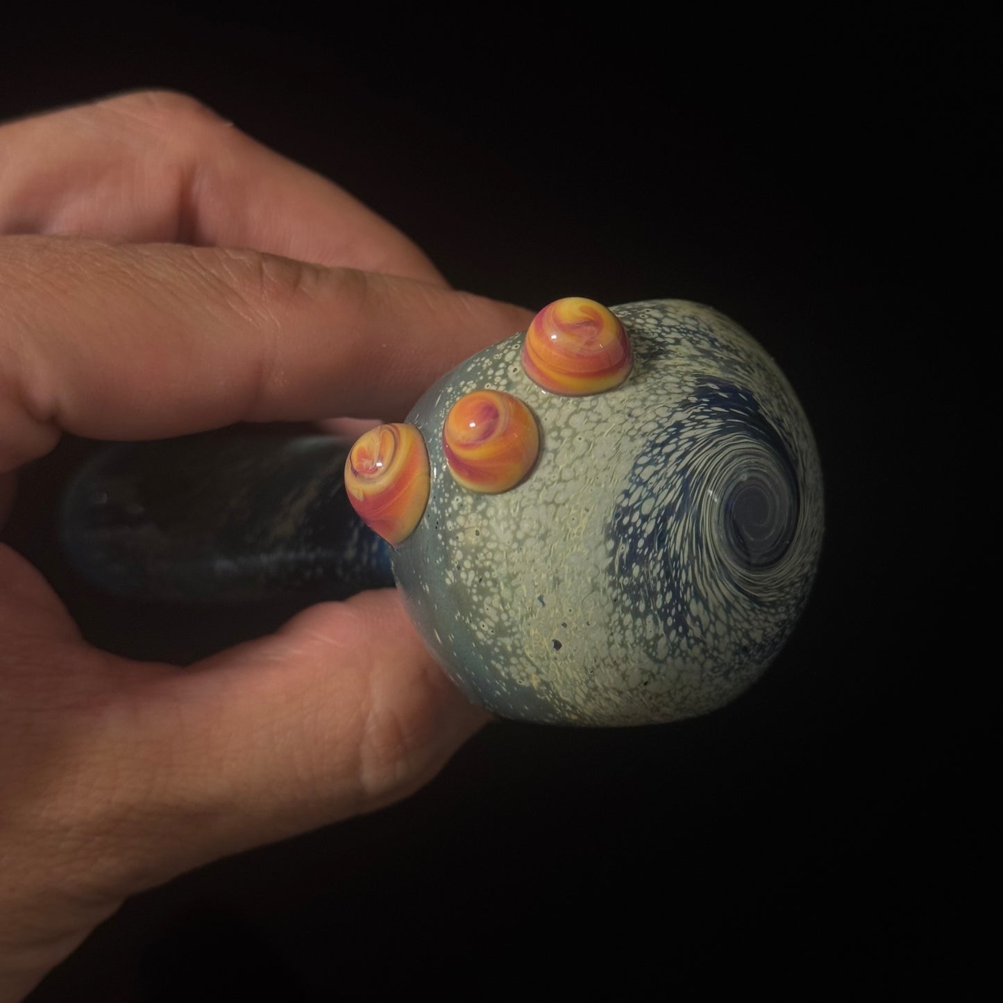 Blue with Slyme Space Galaxy Nebula Glass Pipe Silver Fumed Glass Pipe, Heady Hand Blown
