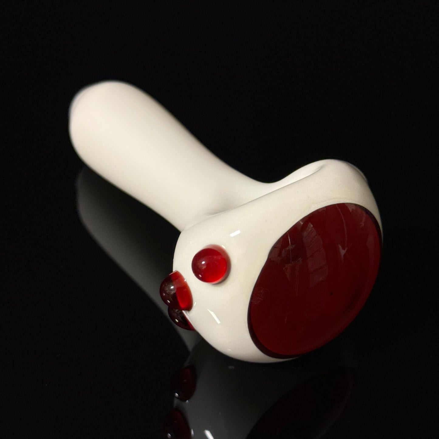 Solid White Pipe with a Ruby Red Cap, Heady Hand Blown