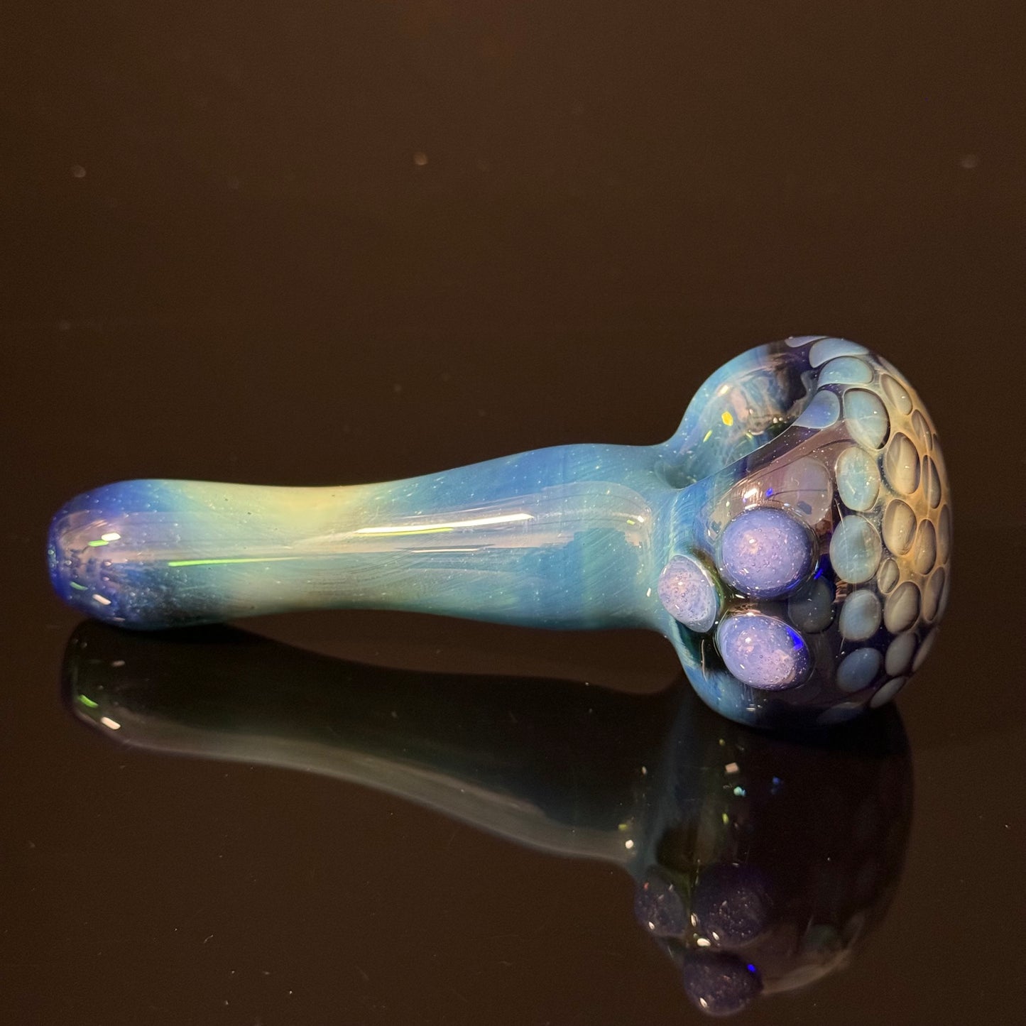 Blue Honeycomb Glass Heady Pipe Hand Blown