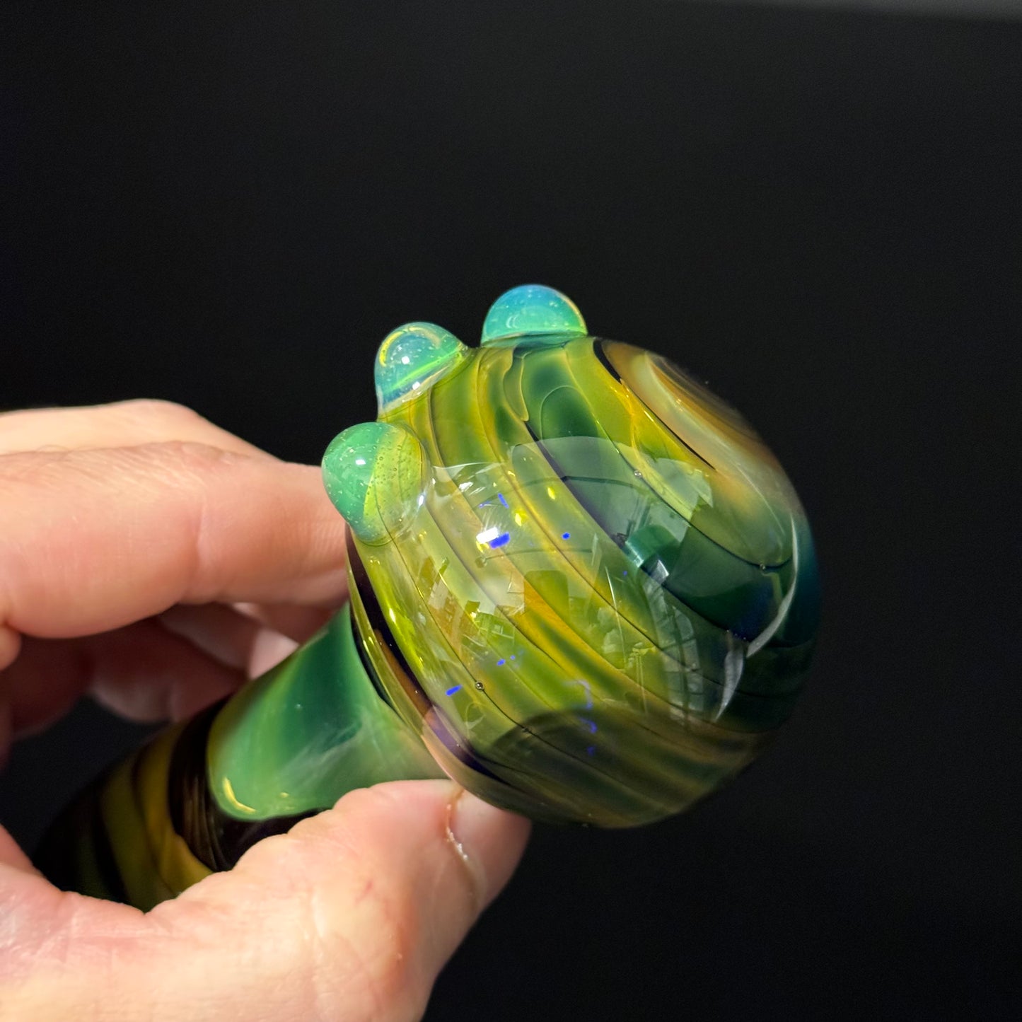 Green Wrapped Glass Pipe with Slyme Heady Pipe Hand Blown