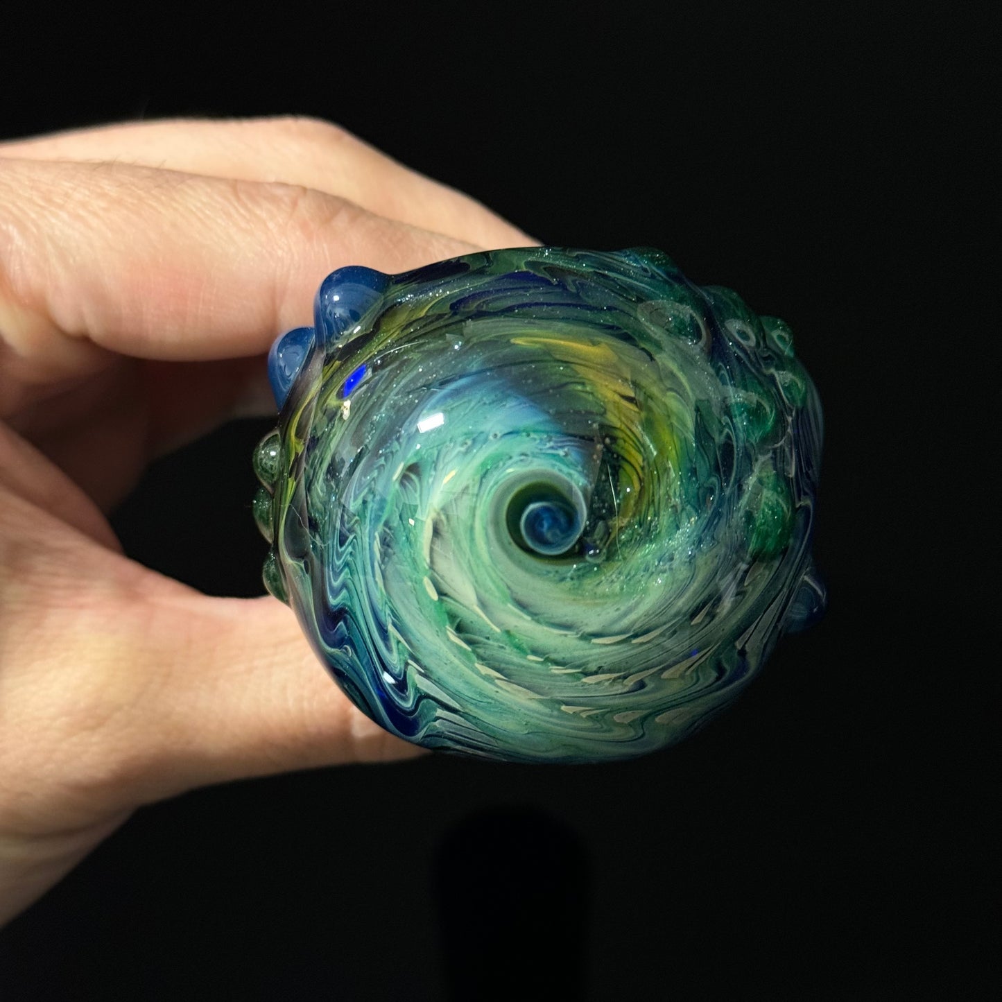 Blue & Green Cobalt Wrapped Color Glass Heady Pipe Hand Blown