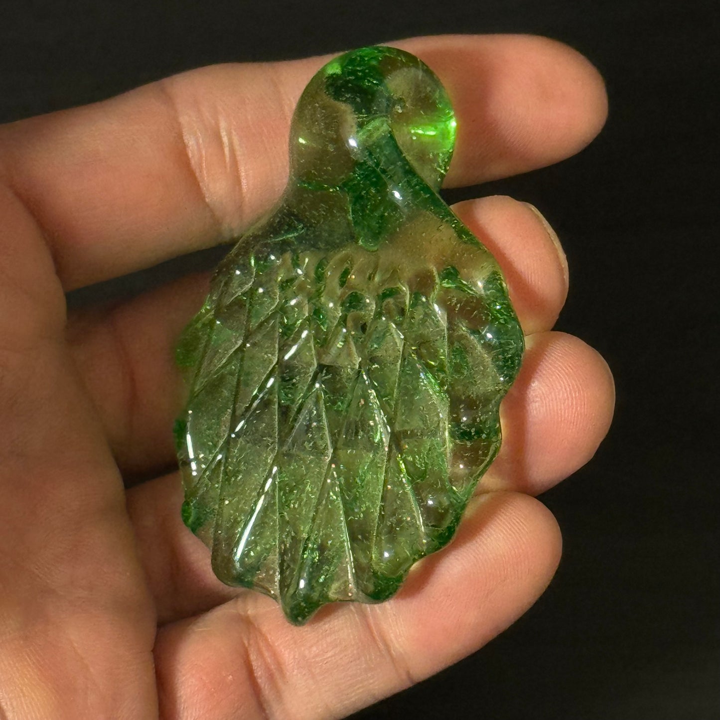 Green Hand Made Glass Pendant Necklace Made here in the Pacific Northwest
