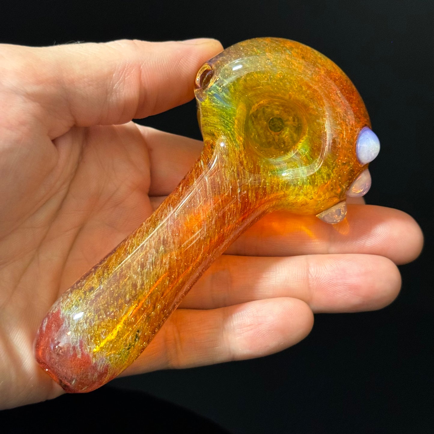 Multicolor Orange Inside Out Glass Pipe Heady Pipe Hand Blown Extra Thick