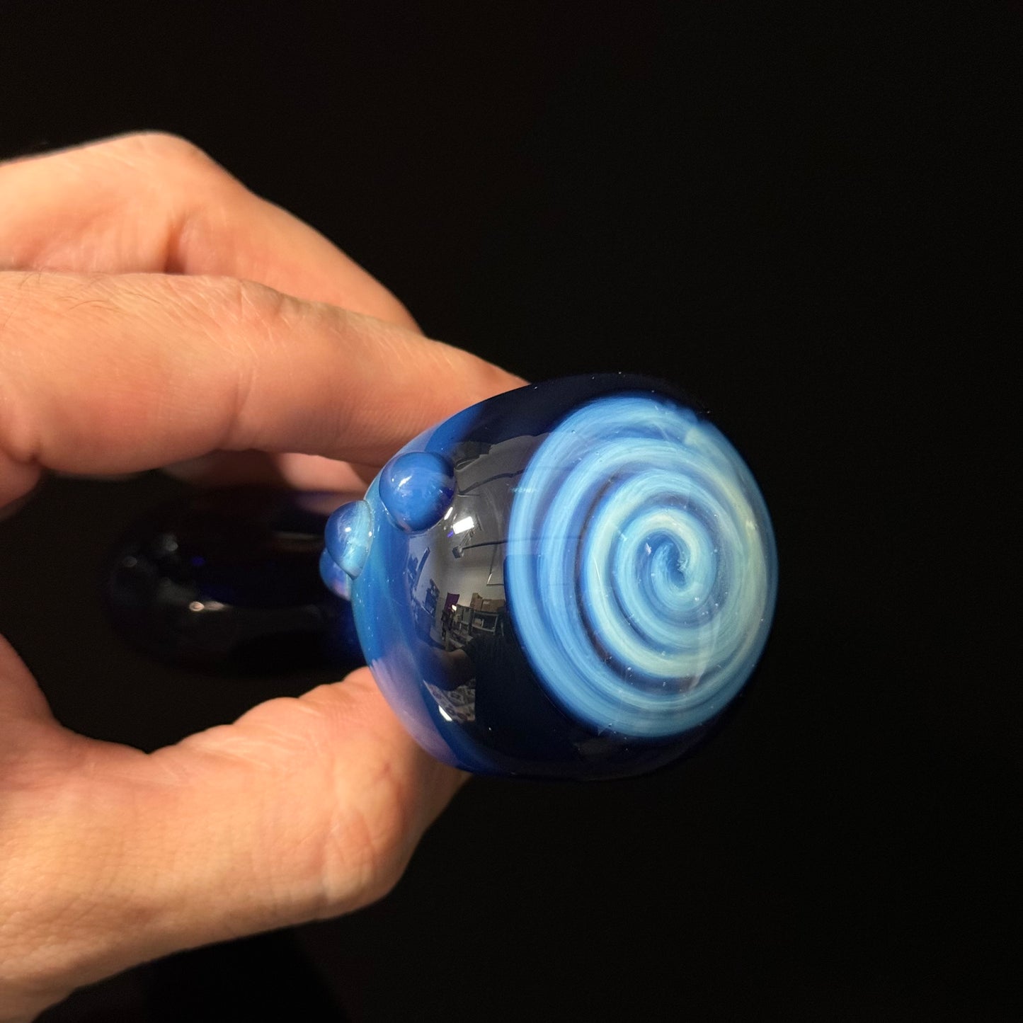 Blue Fumed Cobalt Wrapped Color Glass Heady Pipe Hand Blown