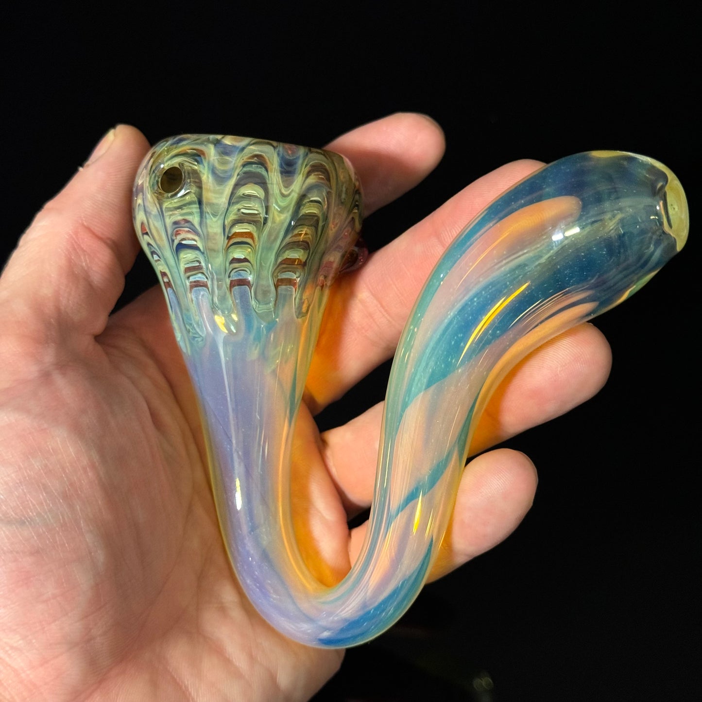 Silver Fumed Color Changing Glass Sherlock Pipe, Heady Hand Blown