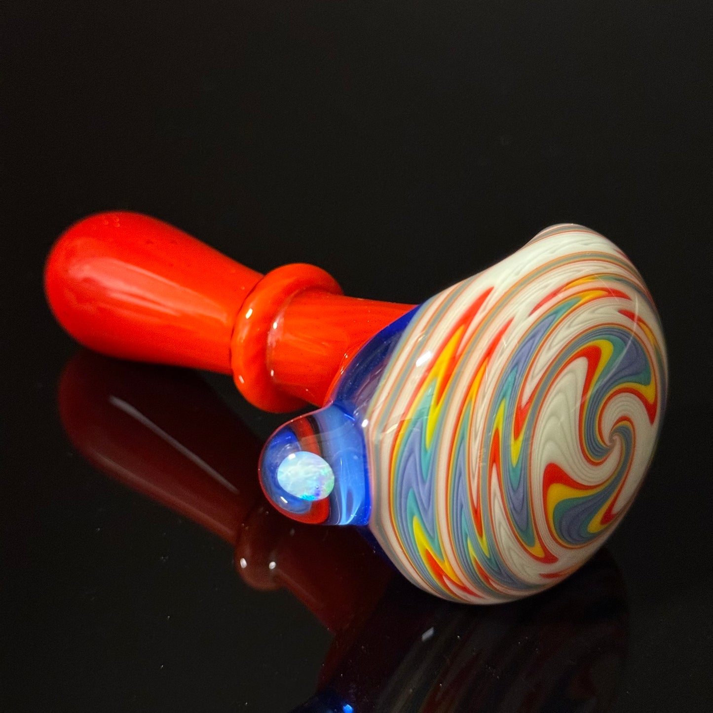 Full Color Linework Glass Pipe, Heady Hand Blown with An Opal