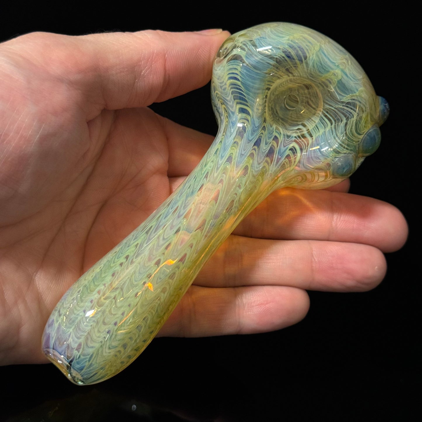 Wrap & Rake Color Changing Glass Heady Pipe Hand Blown